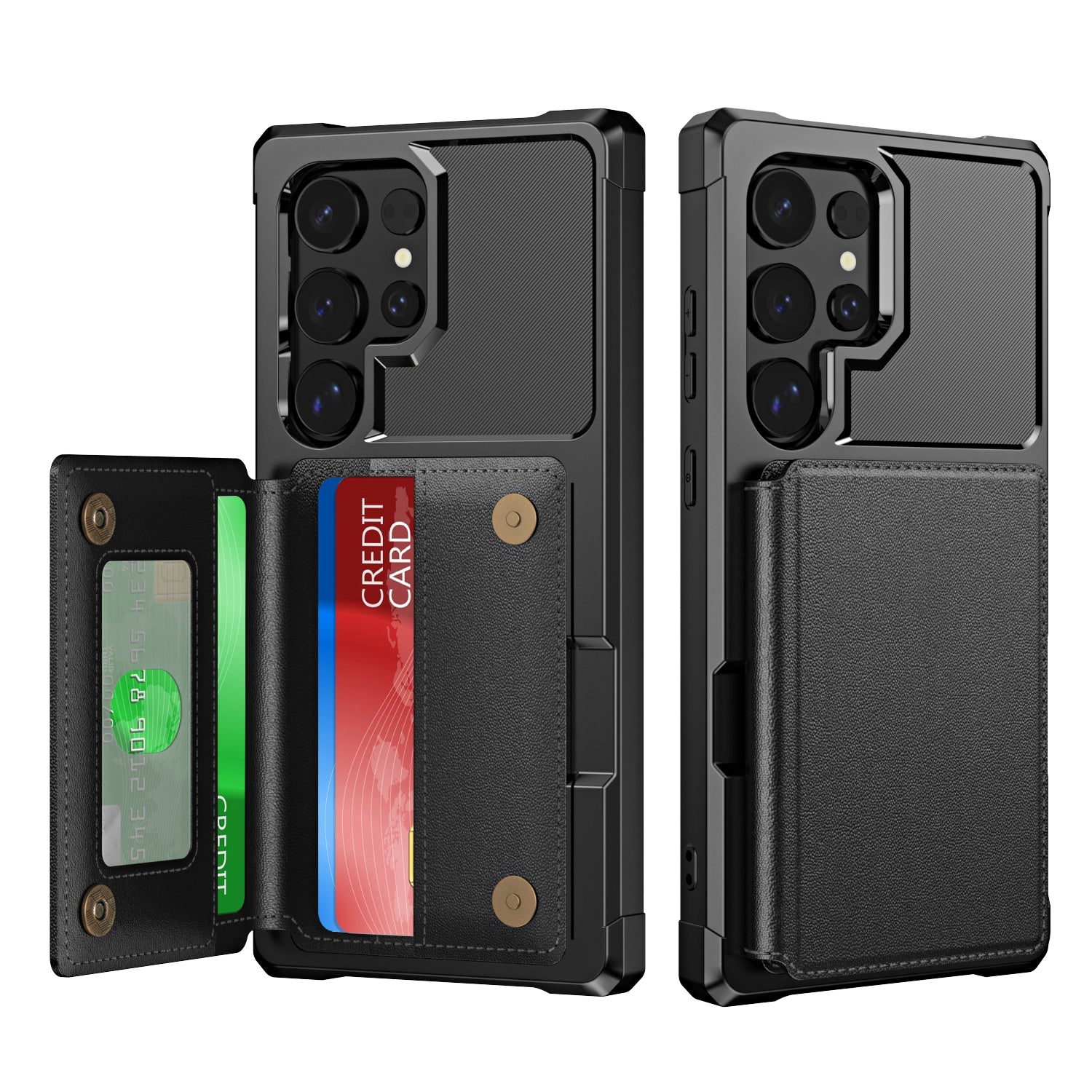 For Samsung Galaxy S24 Ultra Case Card Slots PU Leather Coated TPU Phone Cover