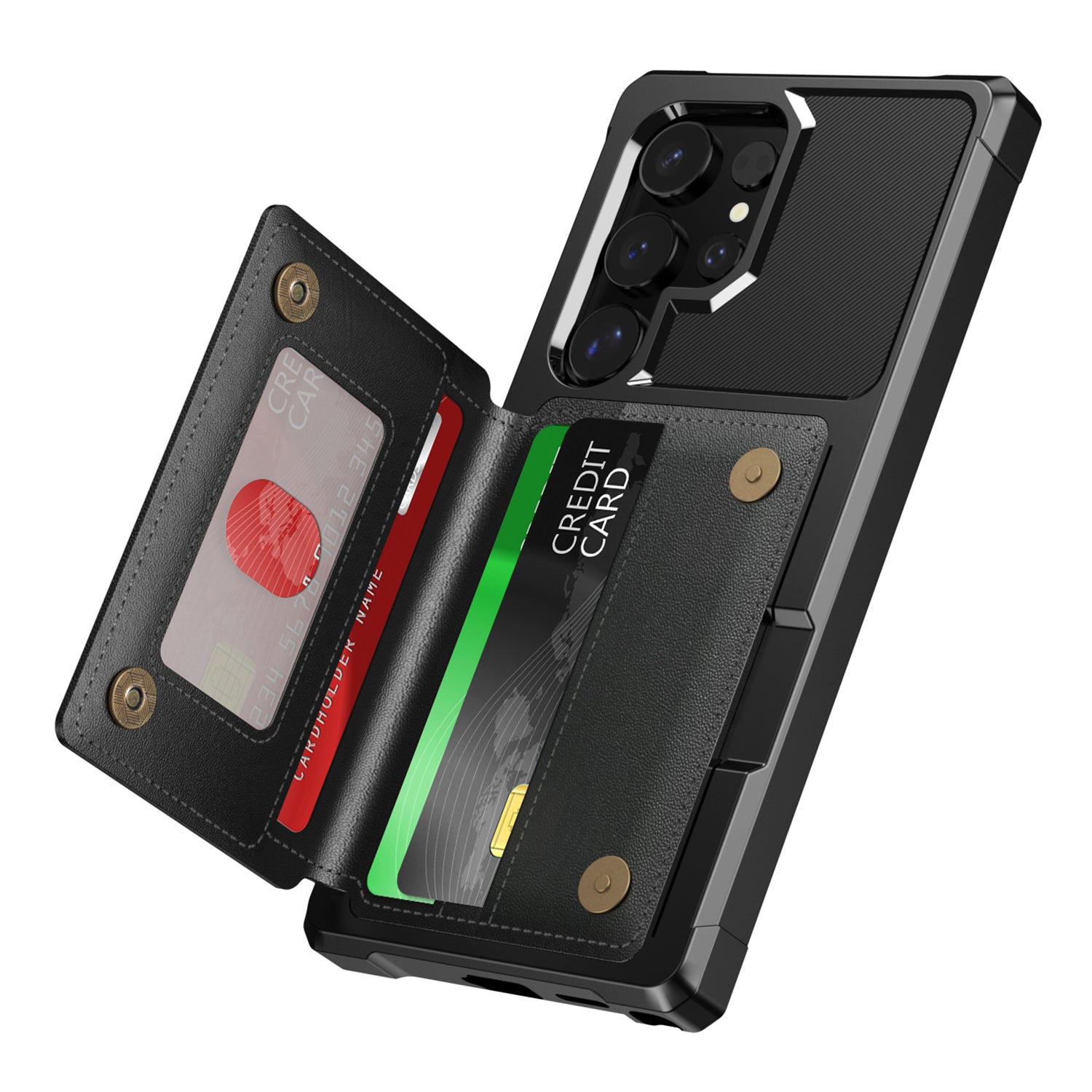 For Samsung Galaxy S24 Ultra Case Card Slots PU Leather Coated TPU Phone Cover