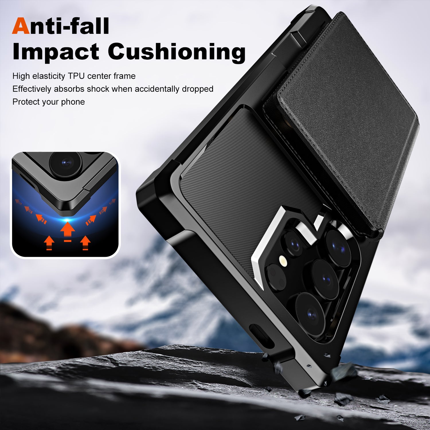 For Samsung Galaxy S24 Ultra Case Card Slots PU Leather Coated TPU Phone Cover