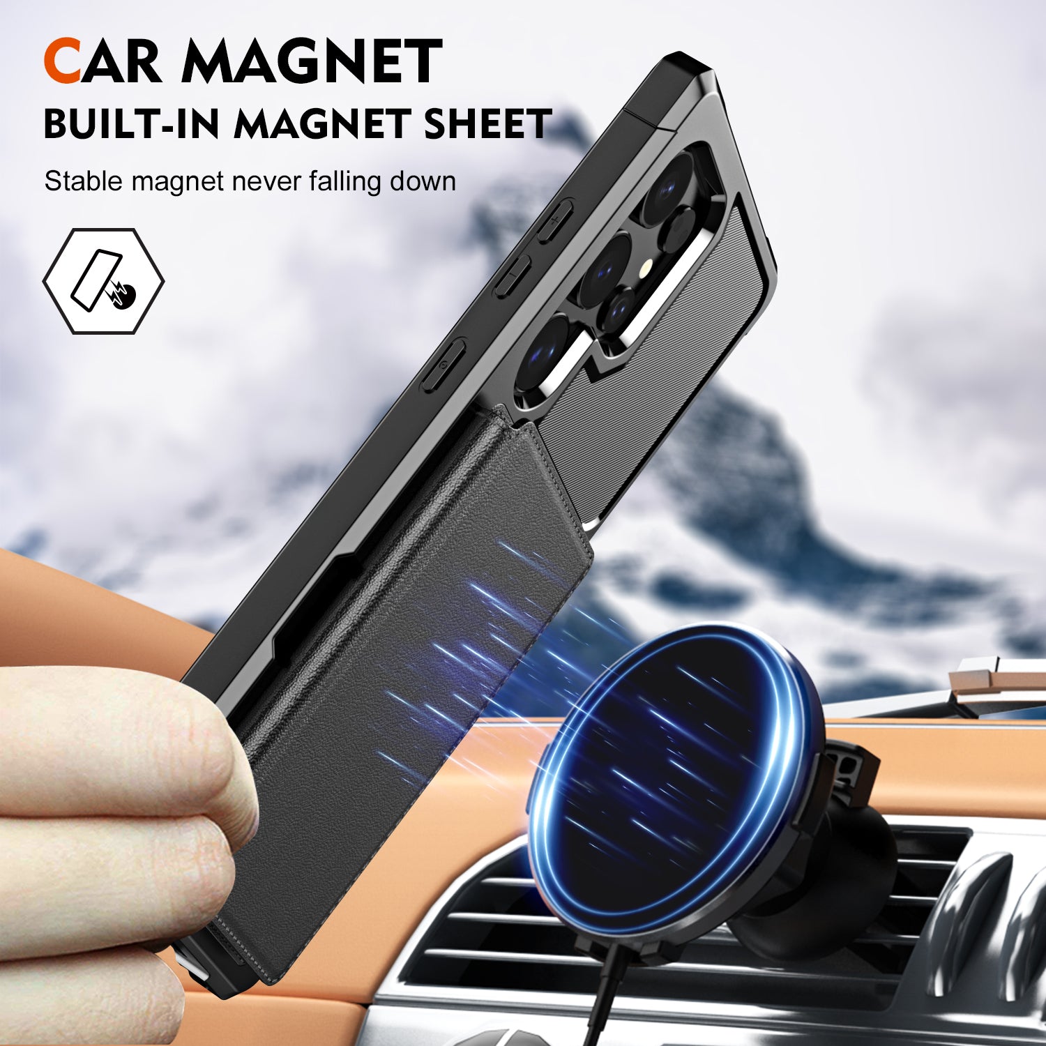 For Samsung Galaxy S24 Ultra Case Card Slots PU Leather Coated TPU Phone Cover