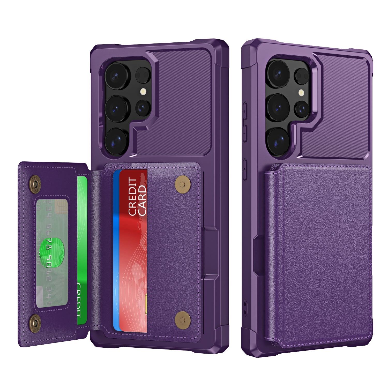 For Samsung Galaxy S24 Ultra Case Card Slots PU Leather Coated TPU Phone Cover