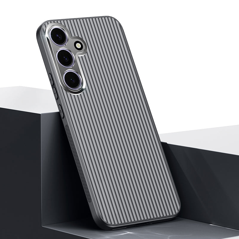 For Samsung Galaxy S24 Shockproof Phone Shell PC+TPU+Metal Lens Frame Cell Phone Cover Case