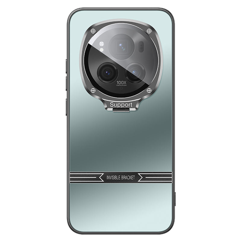 For Honor Magic6 5G Metal Lens Frame Kickstand Matte PC+TPU Phone Cover with Lens Film