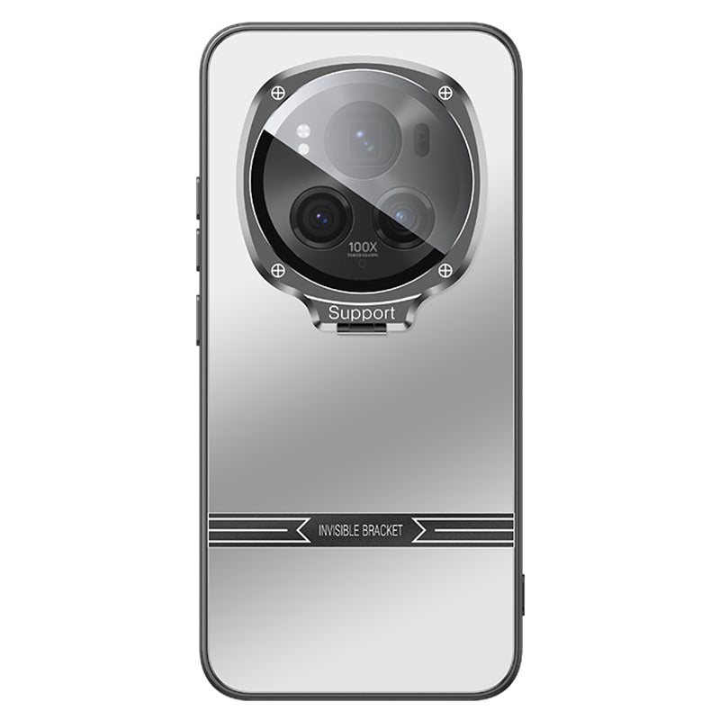 For Honor Magic6 5G Metal Lens Frame Kickstand Matte PC+TPU Phone Cover with Lens Film