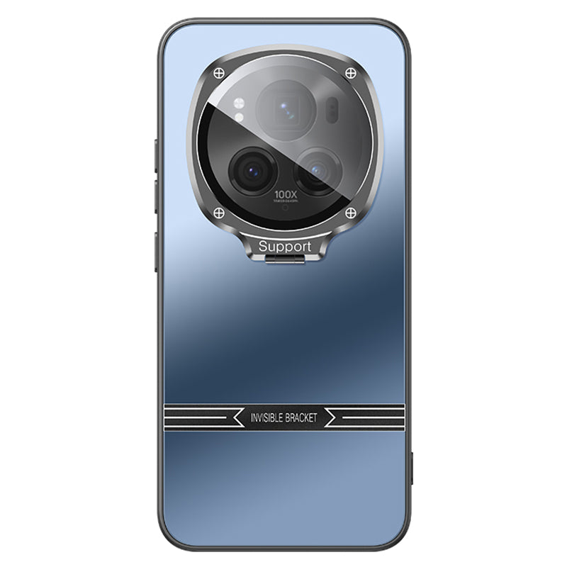 For Honor Magic6 5G Metal Lens Frame Kickstand Matte PC+TPU Phone Cover with Lens Film