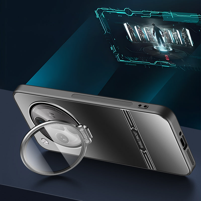 For Oppo Find X7 Ultra Case Matte PC+TPU Phone Cover with Lens Frame Kickstand