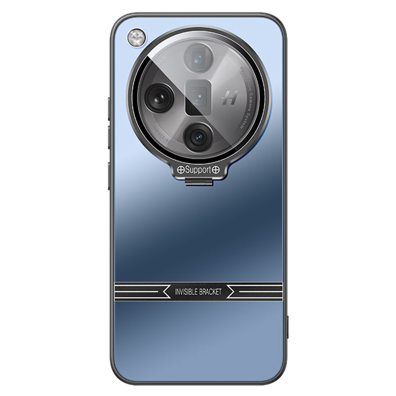 For Oppo Find X7 Ultra Case Matte PC+TPU Phone Cover with Lens Frame Kickstand