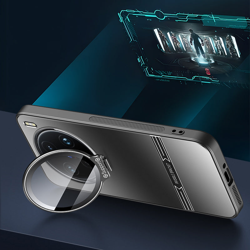 Phone Cover for vivo X100 5G Matte PC+TPU Phone Shell with Lens Frame Kickstand