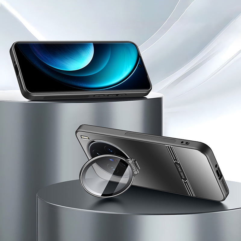 For vivo X100 Pro 5G Case Metal Lens Frame PC+TPU Drop-proof Matte Phone Cover with Lens Film
