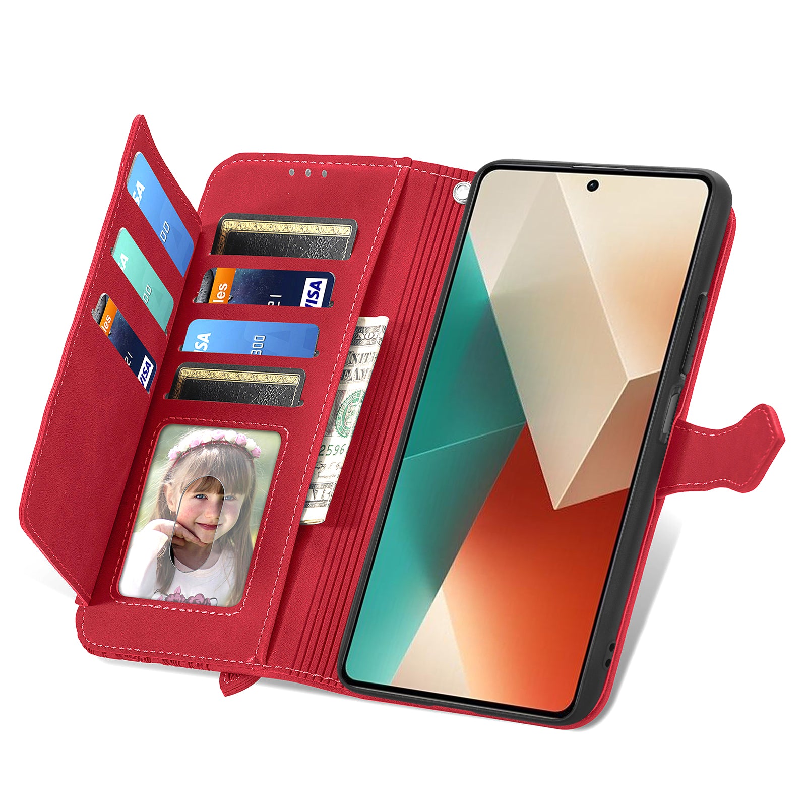 For Xiaomi Redmi Note 13 4G Case Flower Imprinted Anti-Scratch Leather Flip Phone Cover
