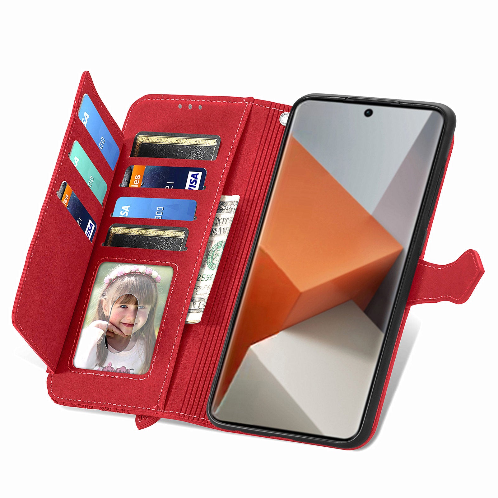 For Xiaomi Redmi Note 13 Pro+ 5G Case Flower Pattern Zipper Leather Phone Cover