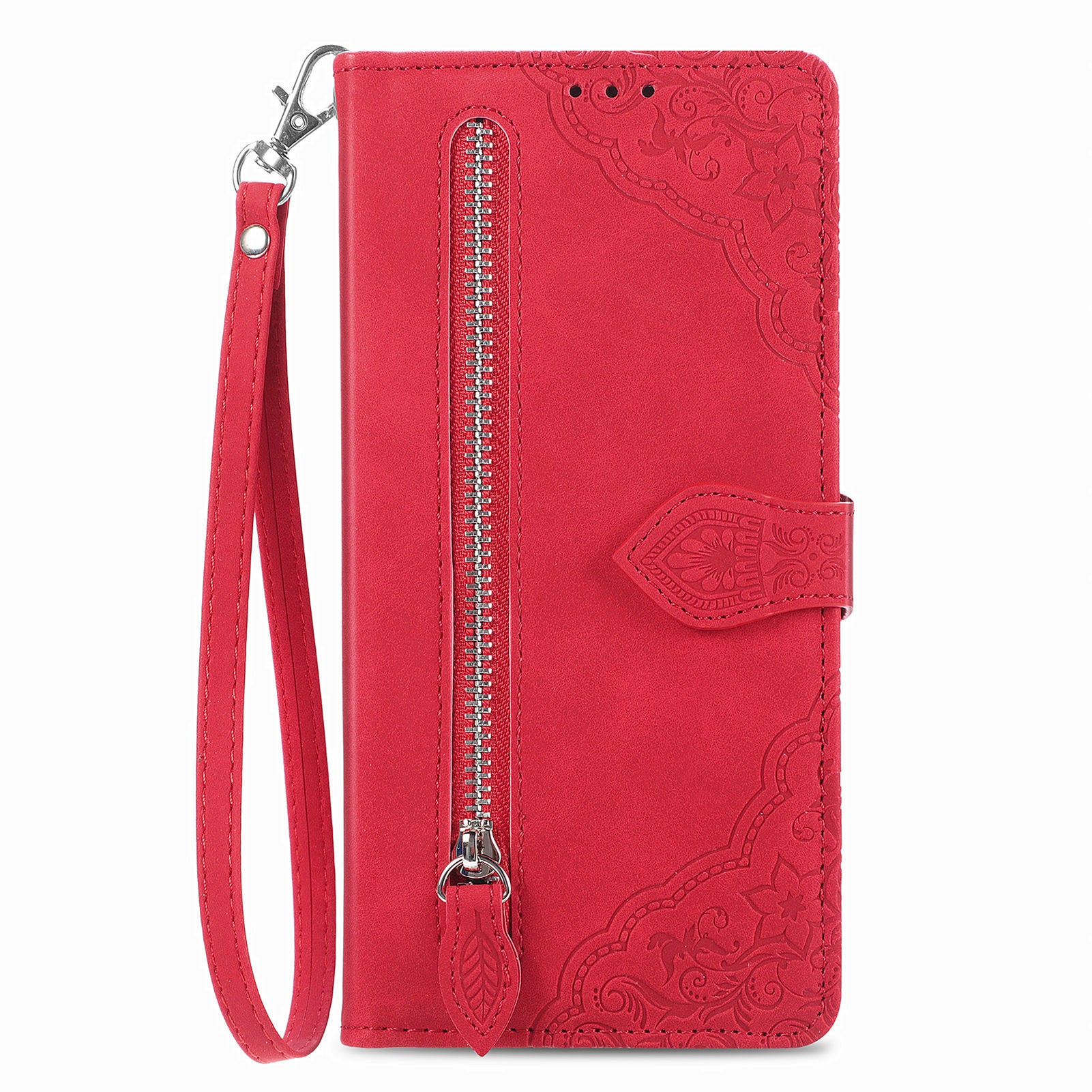 For Xiaomi Redmi Note 13 Pro+ 5G Case Flower Pattern Zipper Leather Phone Cover