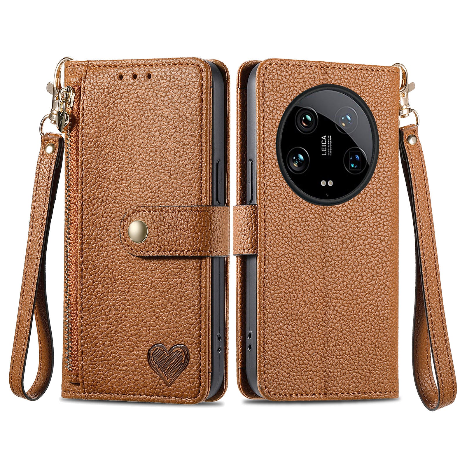 For Xiaomi 14 Ultra Case Zipper Pocket RFID Blocking PU Leather Phone Cover