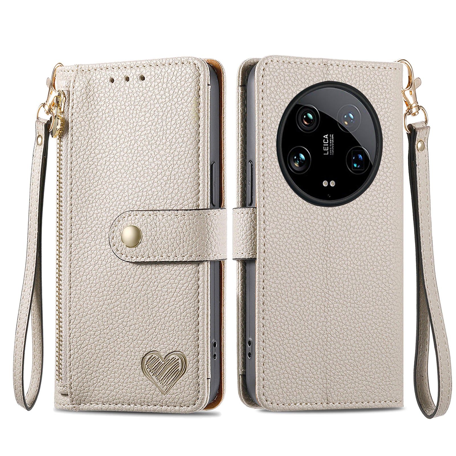 For Xiaomi 14 Ultra Case Zipper Pocket RFID Blocking PU Leather Phone Cover
