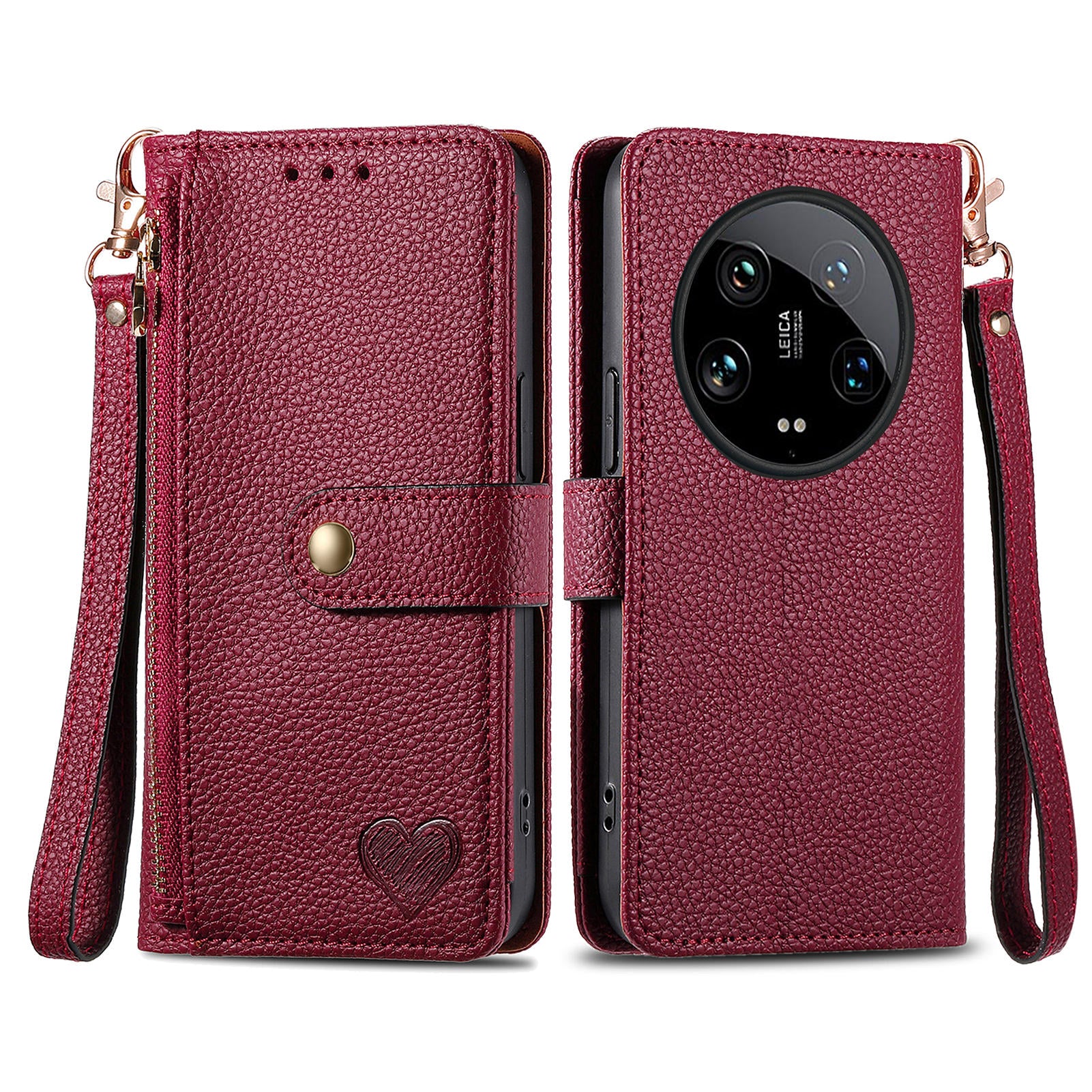 For Xiaomi 14 Ultra Case Zipper Pocket RFID Blocking PU Leather Phone Cover