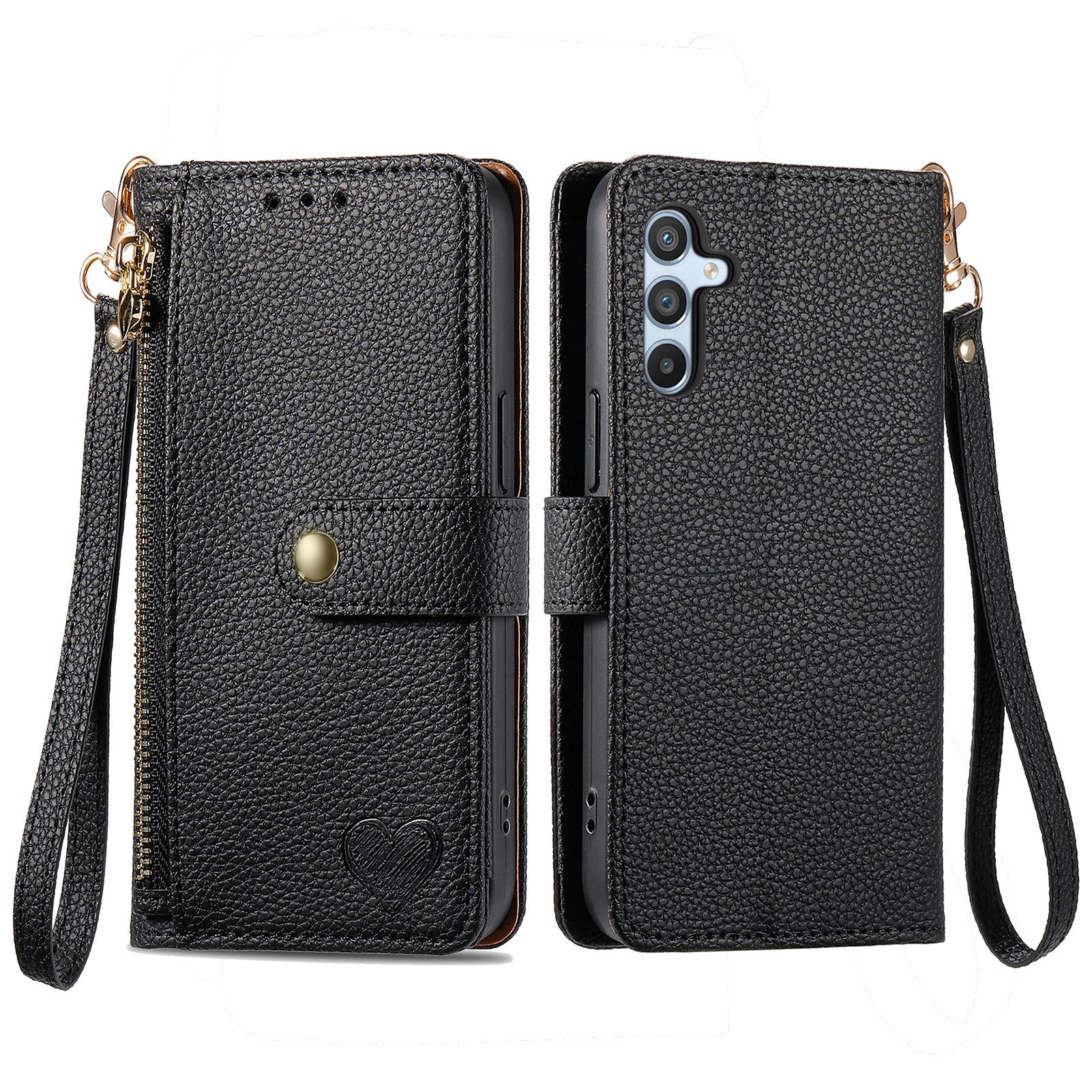 For Samsung Galaxy A54 5G Leather Phone Case with Strap RFID Blocking Phone Shell Zipper Wallet