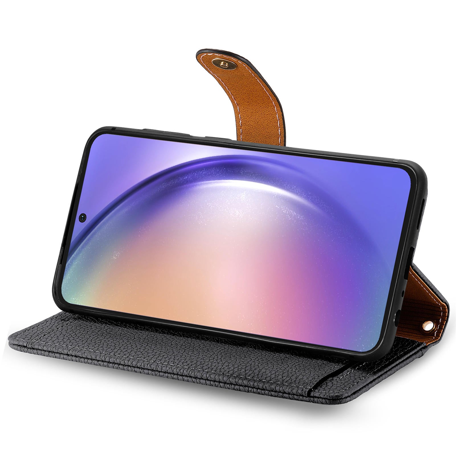 For Samsung Galaxy A54 5G Leather Phone Case with Strap RFID Blocking Phone Shell Zipper Wallet