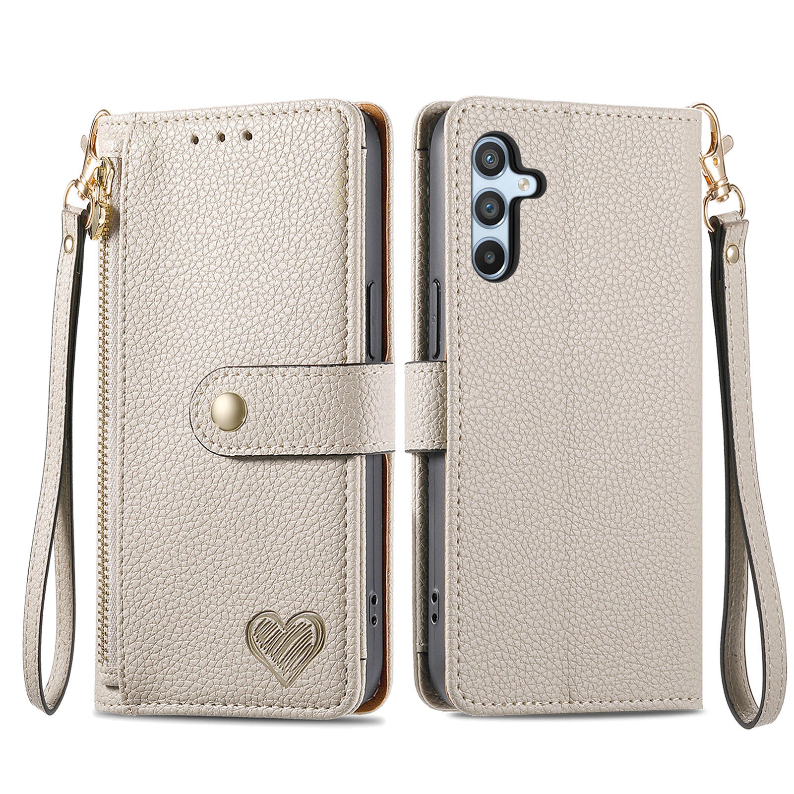 For Samsung Galaxy A54 5G Leather Phone Case with Strap RFID Blocking Phone Shell Zipper Wallet