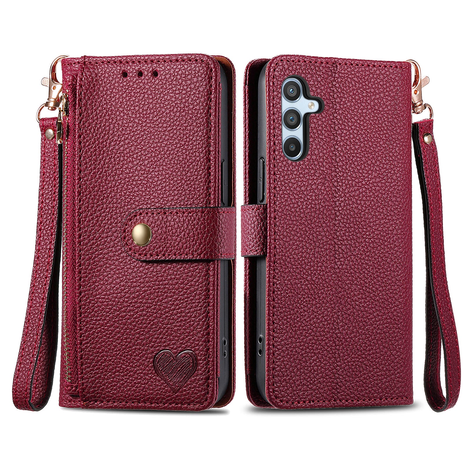 For Samsung Galaxy A54 5G Leather Phone Case with Strap RFID Blocking Phone Shell Zipper Wallet