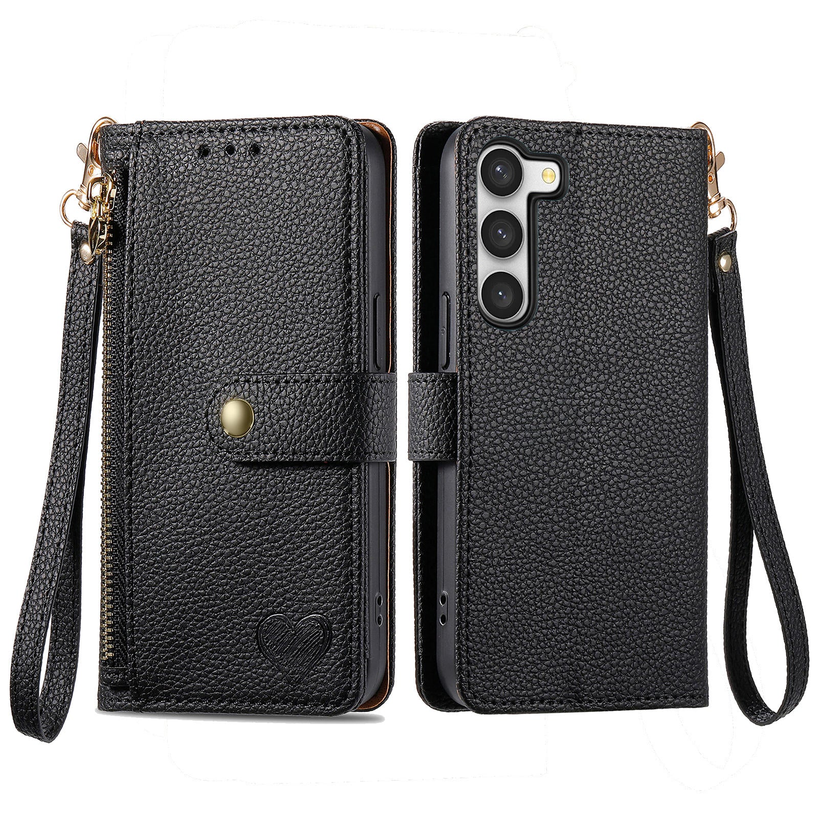 For Samsung Galaxy S23+ Leather Case RFID Blocking Zipper Wallet Smart Phone Cover