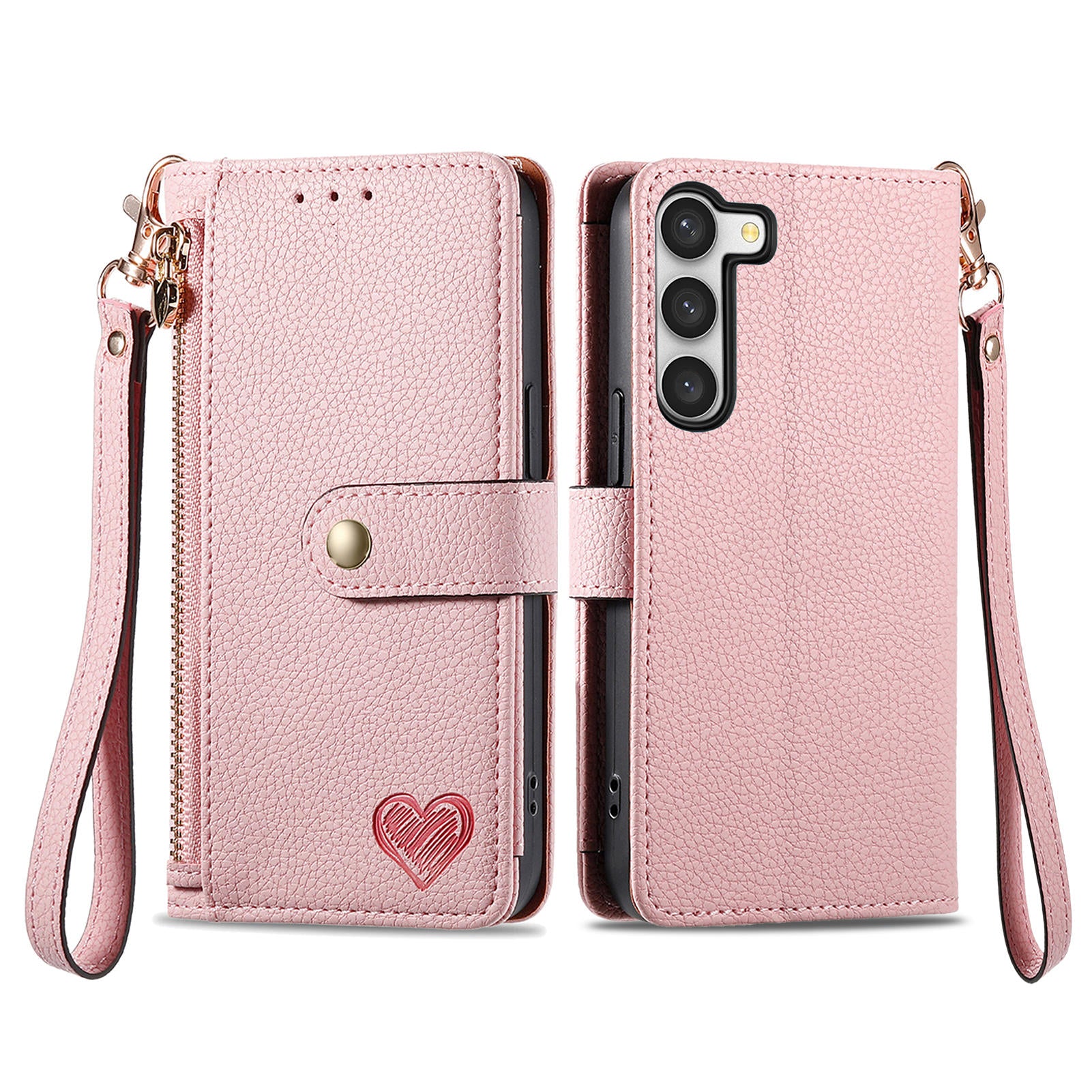 For Samsung Galaxy S23+ Leather Case RFID Blocking Zipper Wallet Smart Phone Cover