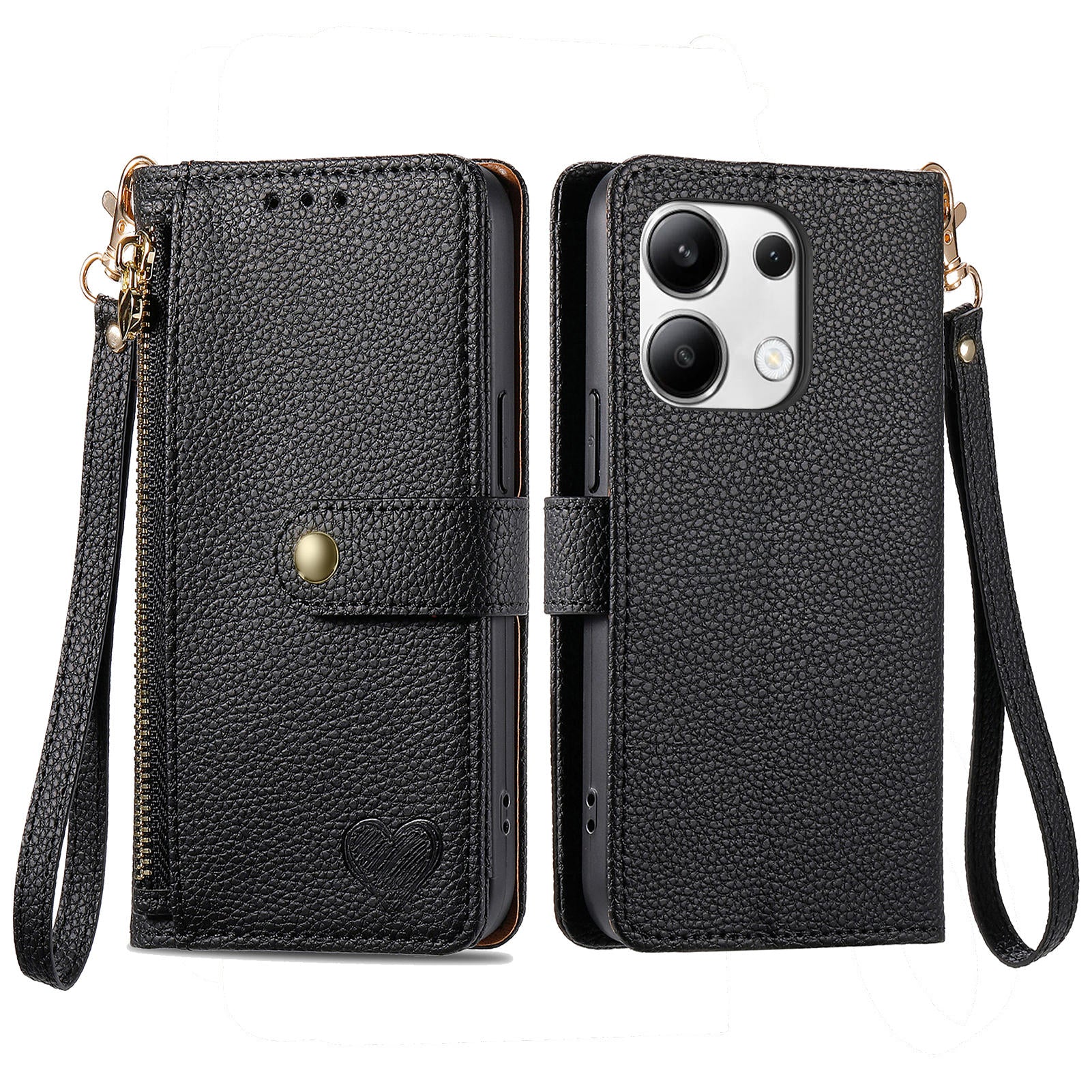 For Xiaomi Redmi Note 13 4G Case RFID Blocking Zipper Leather Phone Cover with Wallet