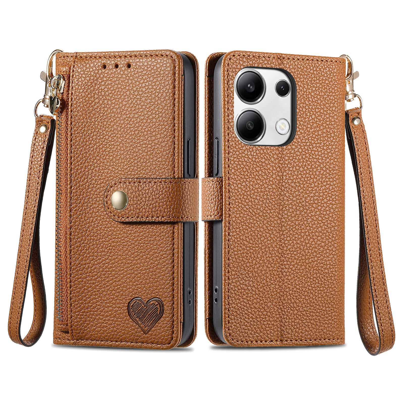 For Xiaomi Redmi Note 13 4G Case RFID Blocking Zipper Leather Phone Cover with Wallet
