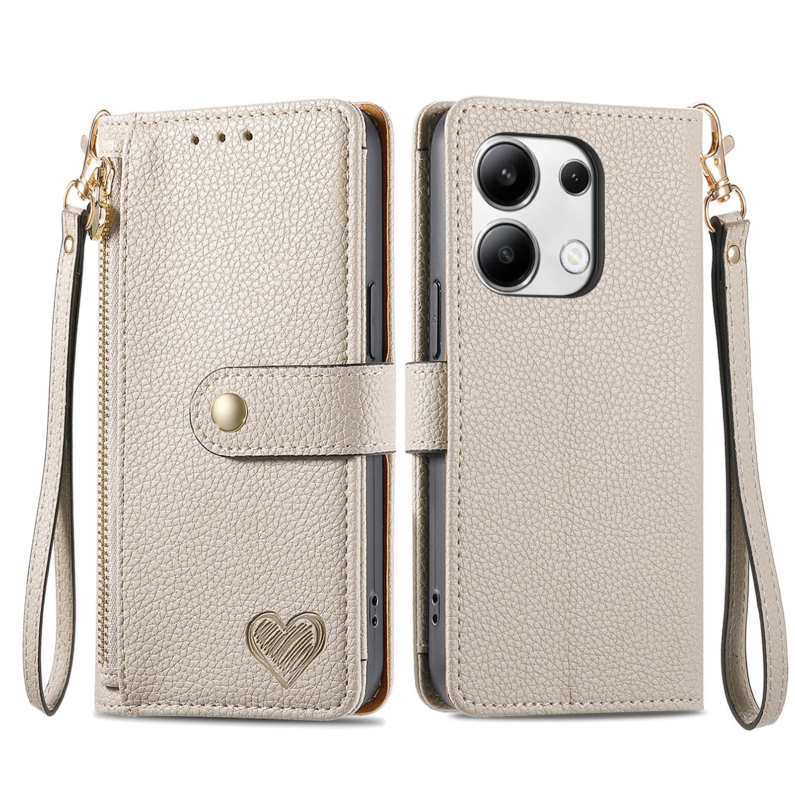 For Xiaomi Redmi Note 13 4G Case RFID Blocking Zipper Leather Phone Cover with Wallet