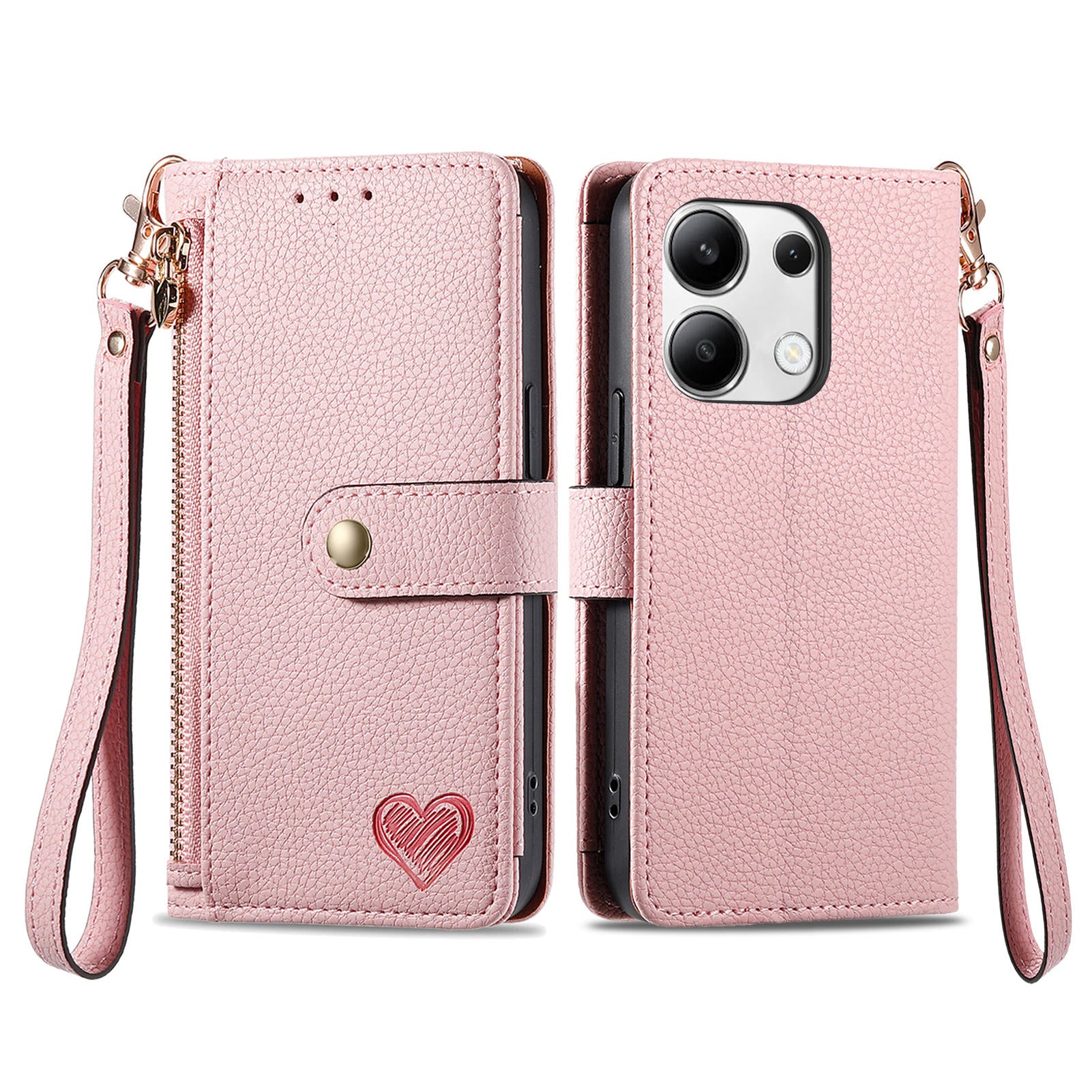 For Xiaomi Redmi Note 13 4G Case RFID Blocking Zipper Leather Phone Cover with Wallet