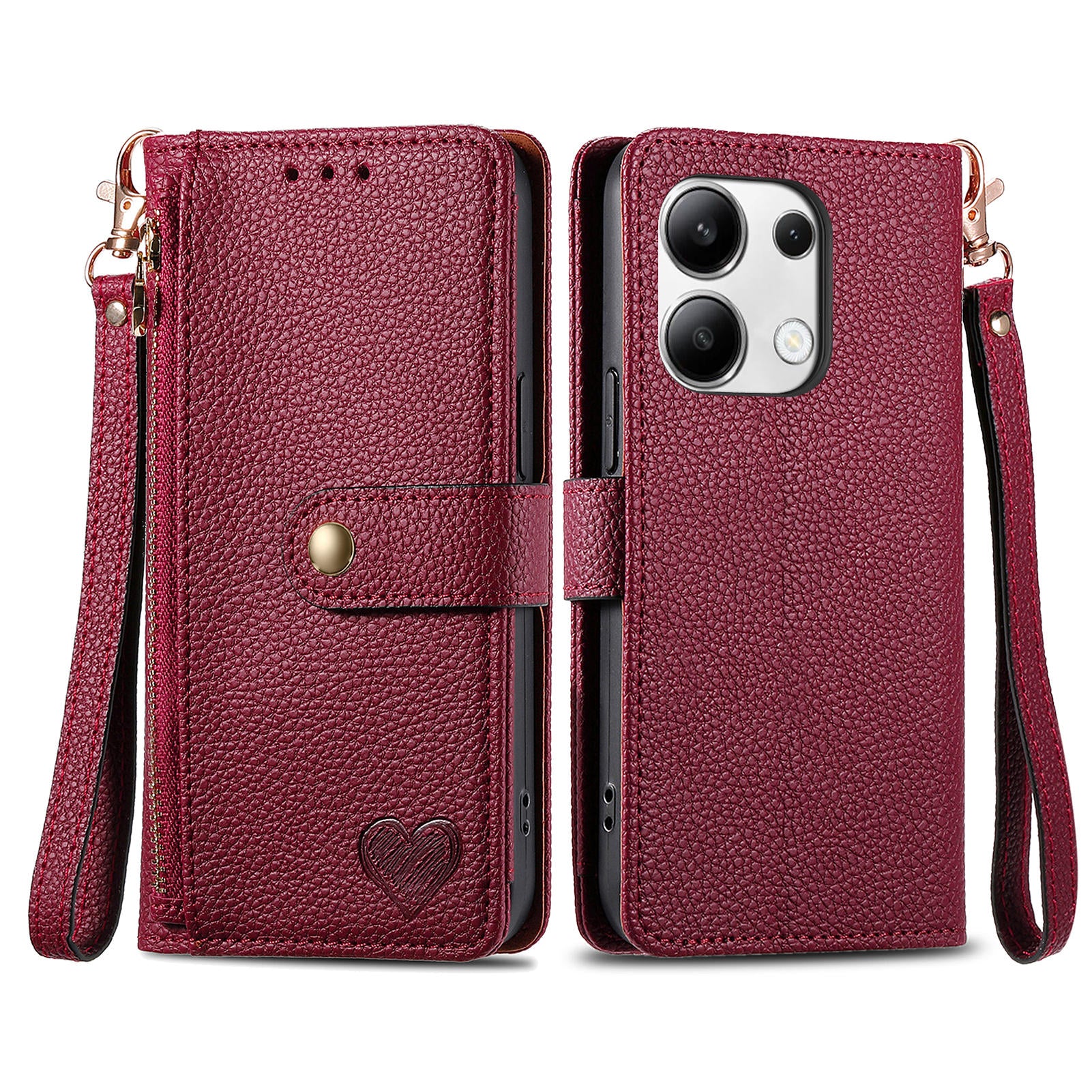 For Xiaomi Redmi Note 13 4G Case RFID Blocking Zipper Leather Phone Cover with Wallet