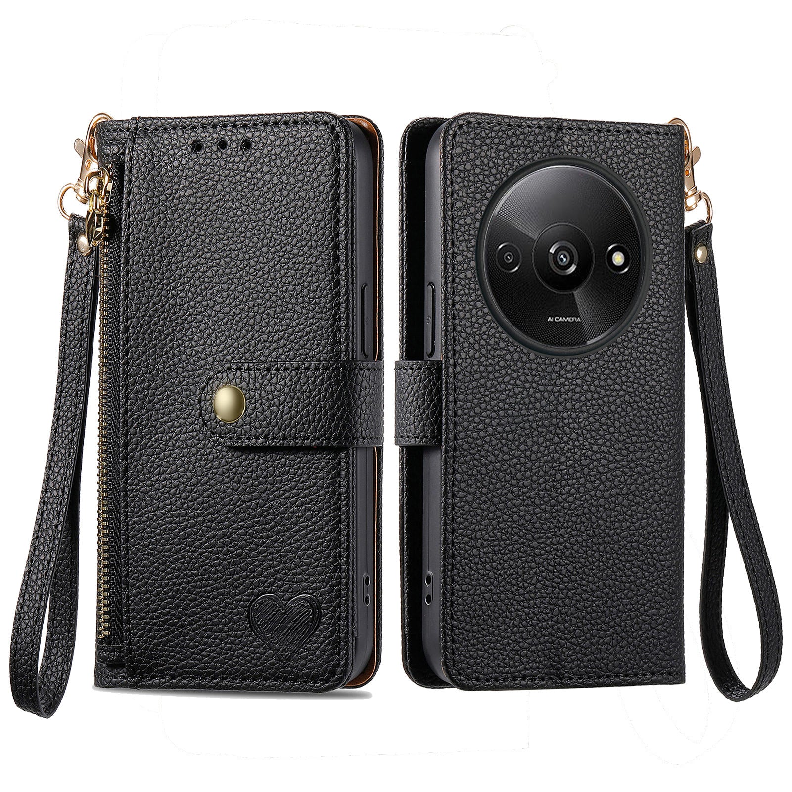 For Xiaomi Redmi A3 / Poco C61 4G Case RFID Blocking Zipper Wallet Leather Flip Phone Cover