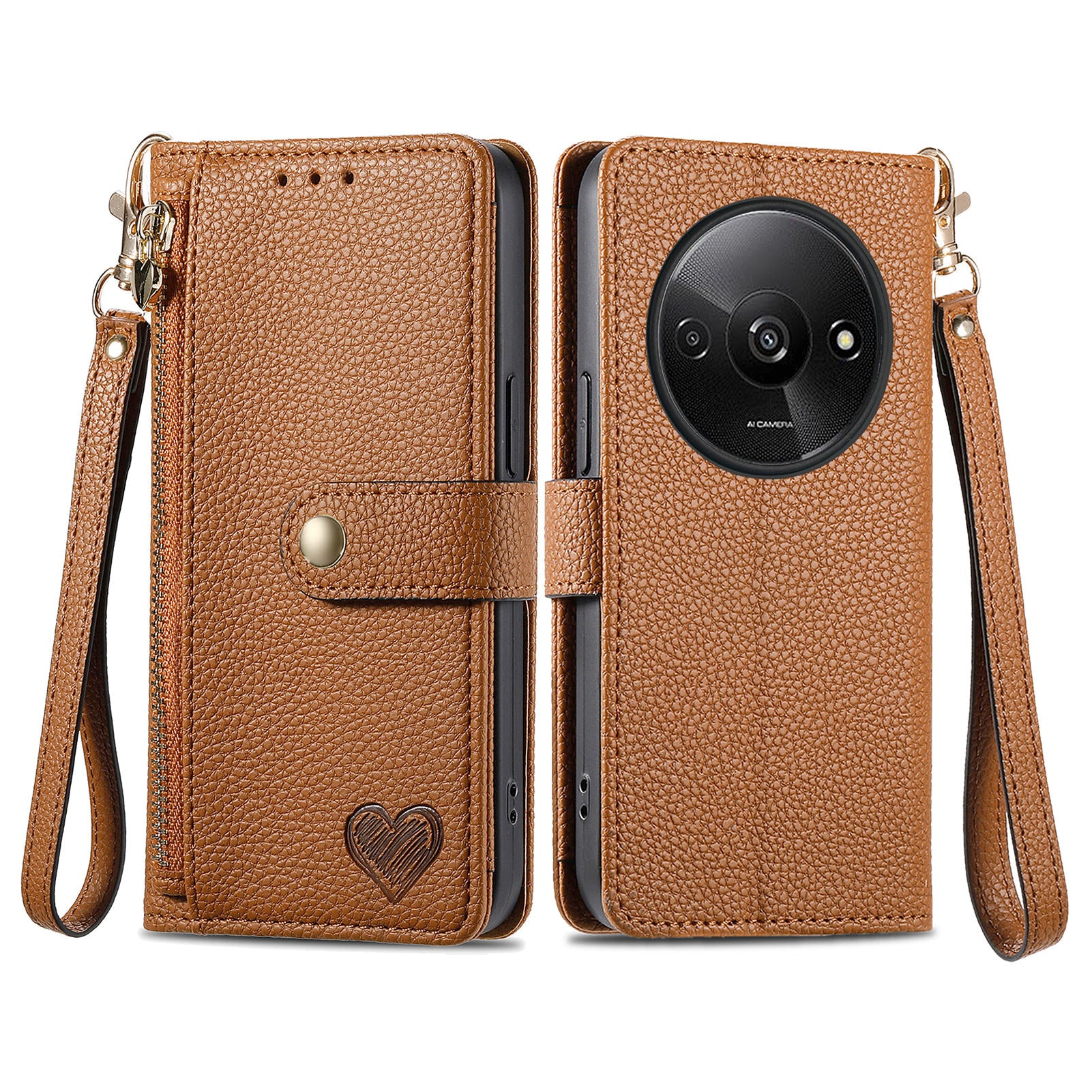 For Xiaomi Redmi A3 / Poco C61 4G Case RFID Blocking Zipper Wallet Leather Flip Phone Cover