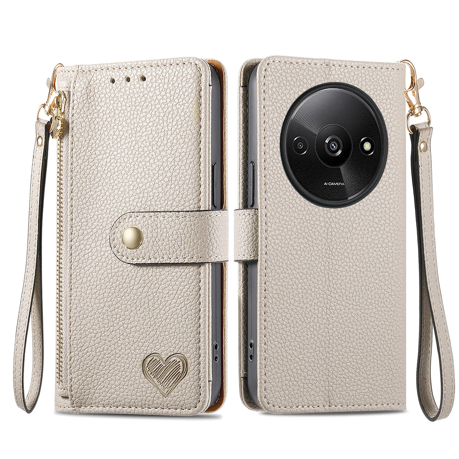 For Xiaomi Redmi A3 / Poco C61 4G Case RFID Blocking Zipper Wallet Leather Flip Phone Cover