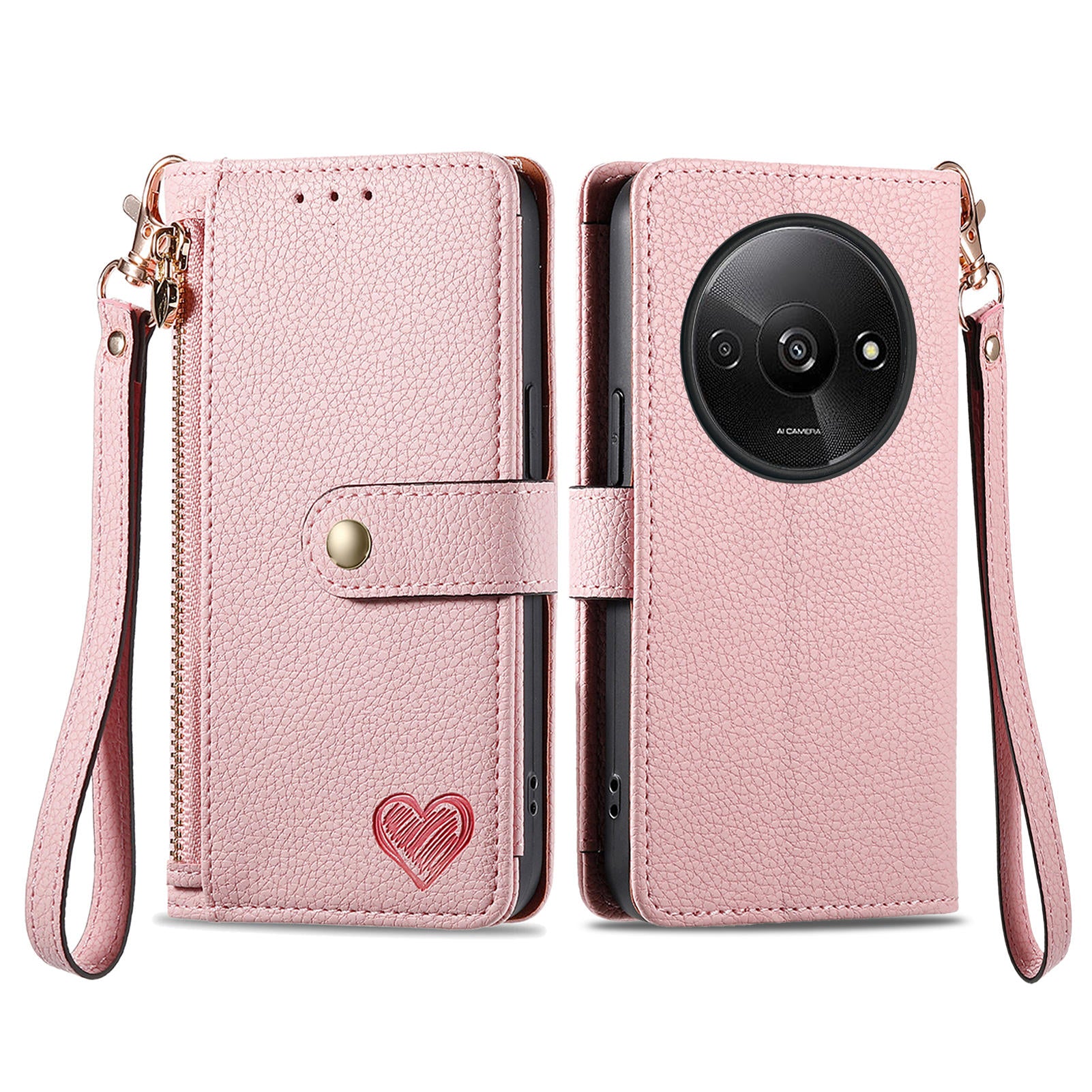 For Xiaomi Redmi A3 / Poco C61 4G Case RFID Blocking Zipper Wallet Leather Flip Phone Cover