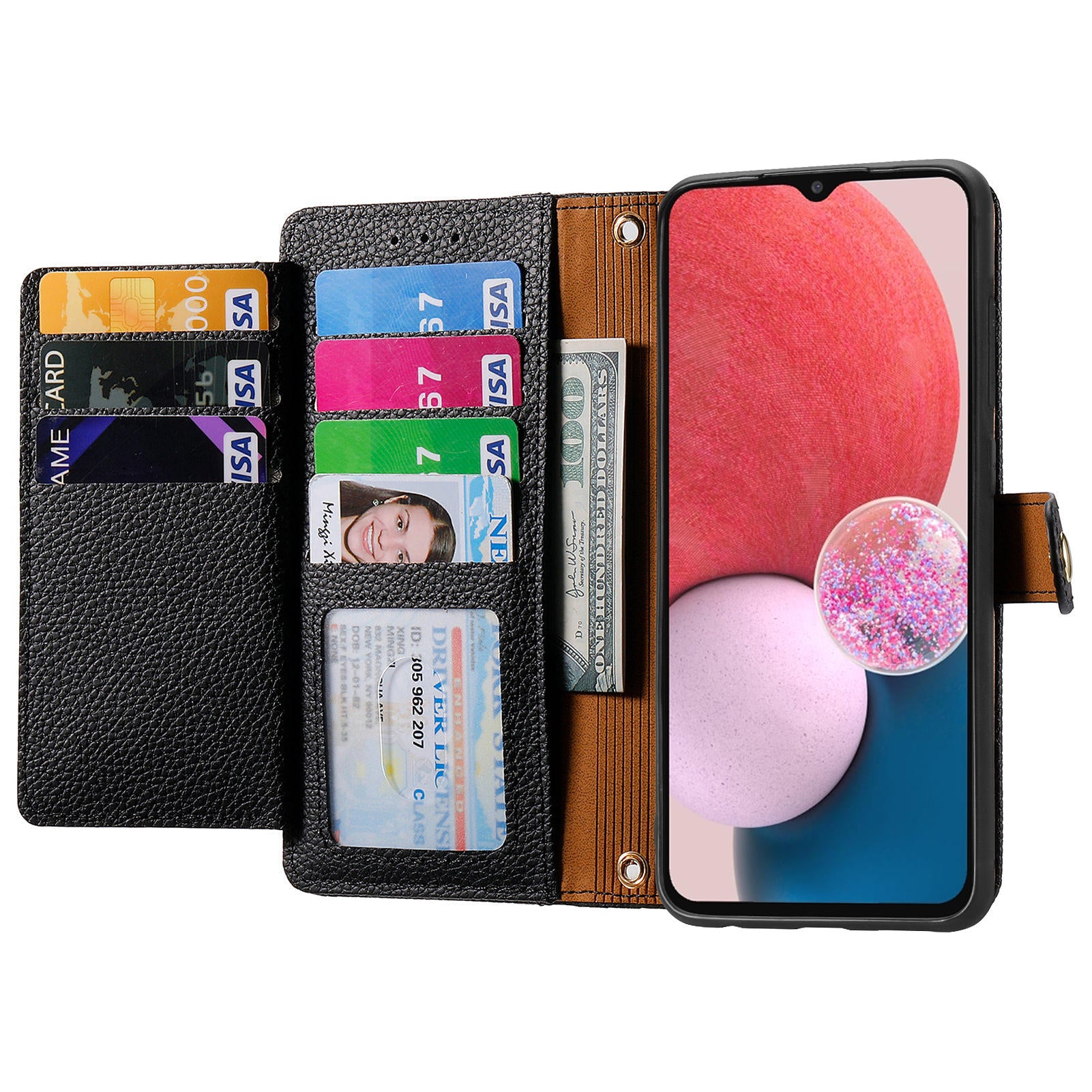 For Samsung Galaxy A13 4G Case RFID Blocking Zipper Wallet Phone Shell