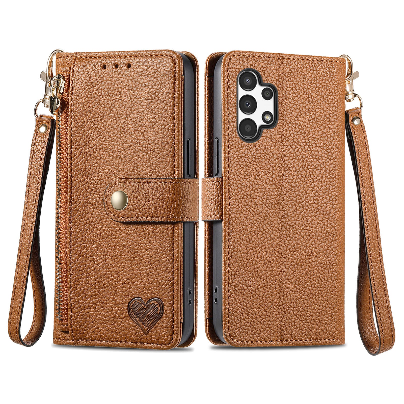 For Samsung Galaxy A13 4G Case RFID Blocking Zipper Wallet Phone Shell