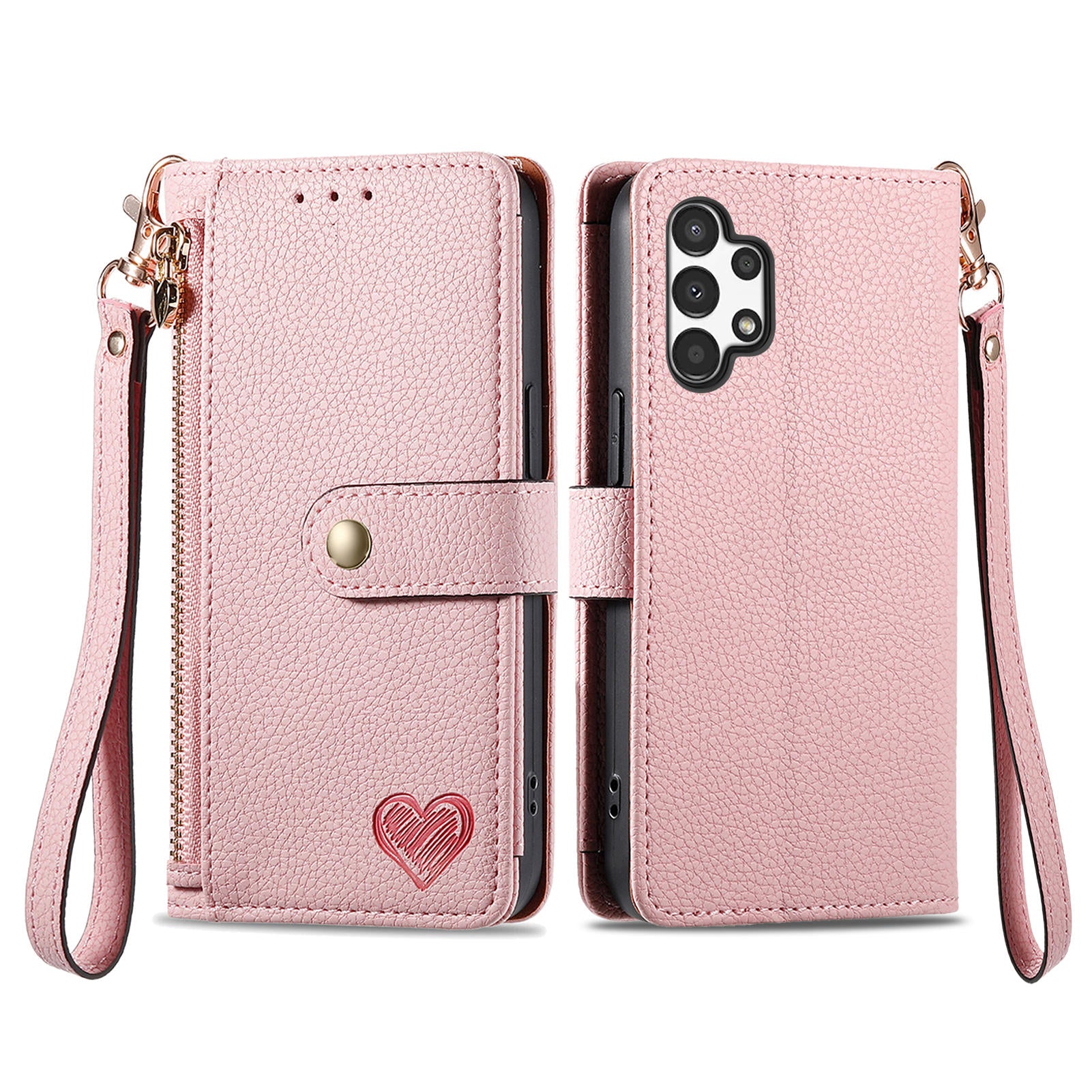 For Samsung Galaxy A13 4G Case RFID Blocking Zipper Wallet Phone Shell