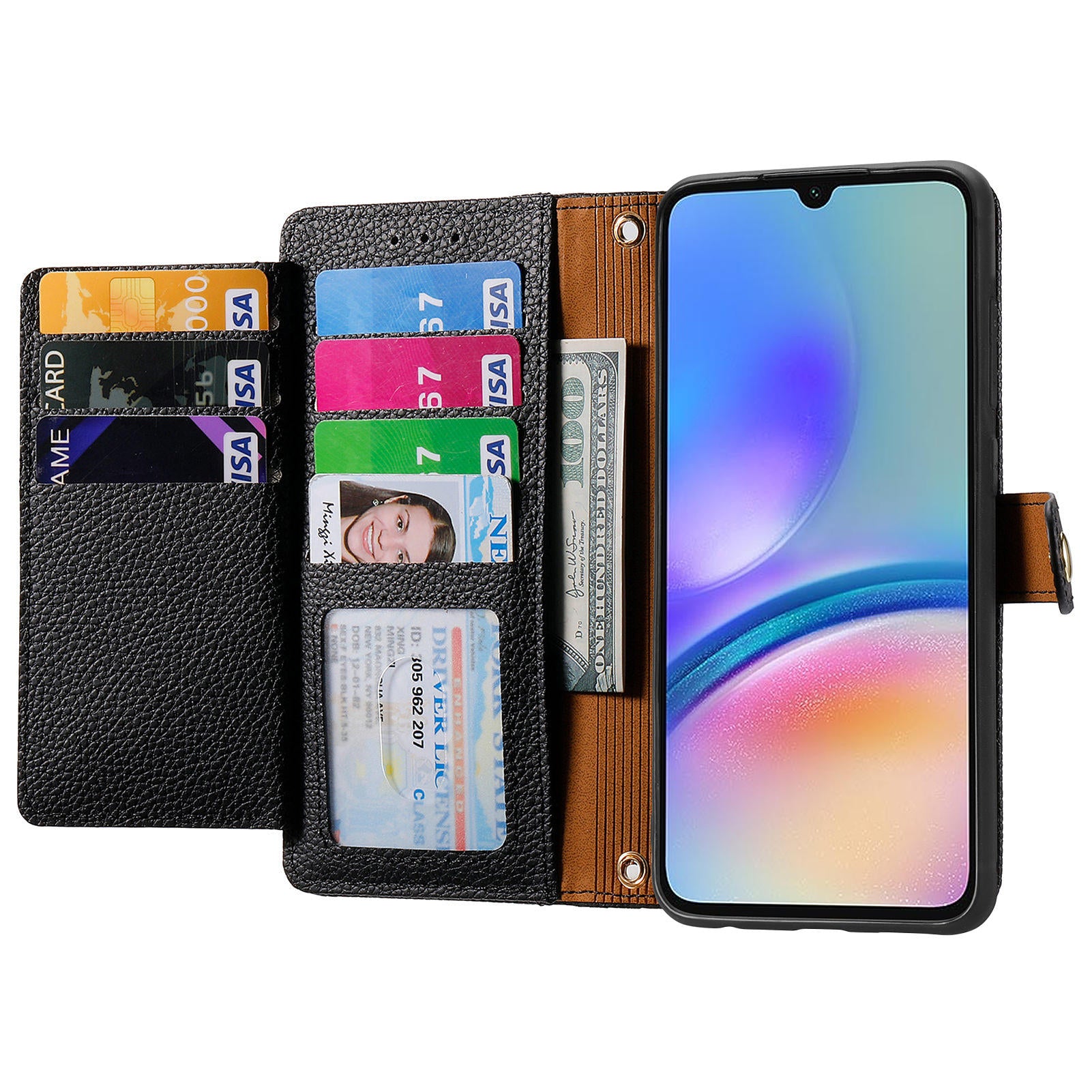 For Samsung Galaxy A05s 4G Magnetic Phone Case RFID Blocking Zipper Wallet Protective Shell