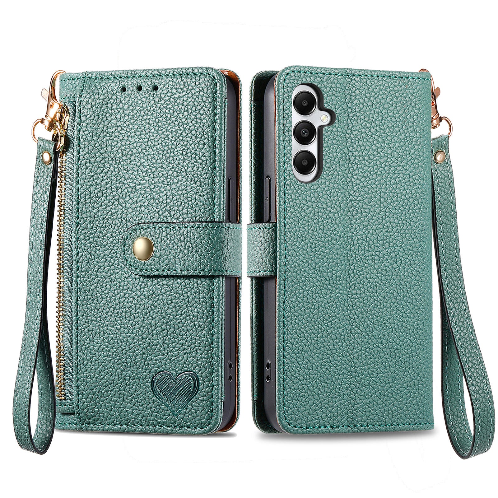 For Samsung Galaxy A05s 4G Magnetic Phone Case RFID Blocking Zipper Wallet Protective Shell