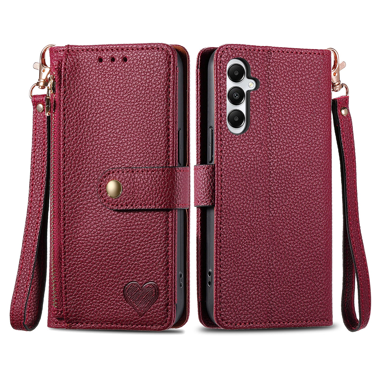 For Samsung Galaxy A05s 4G Magnetic Phone Case RFID Blocking Zipper Wallet Protective Shell