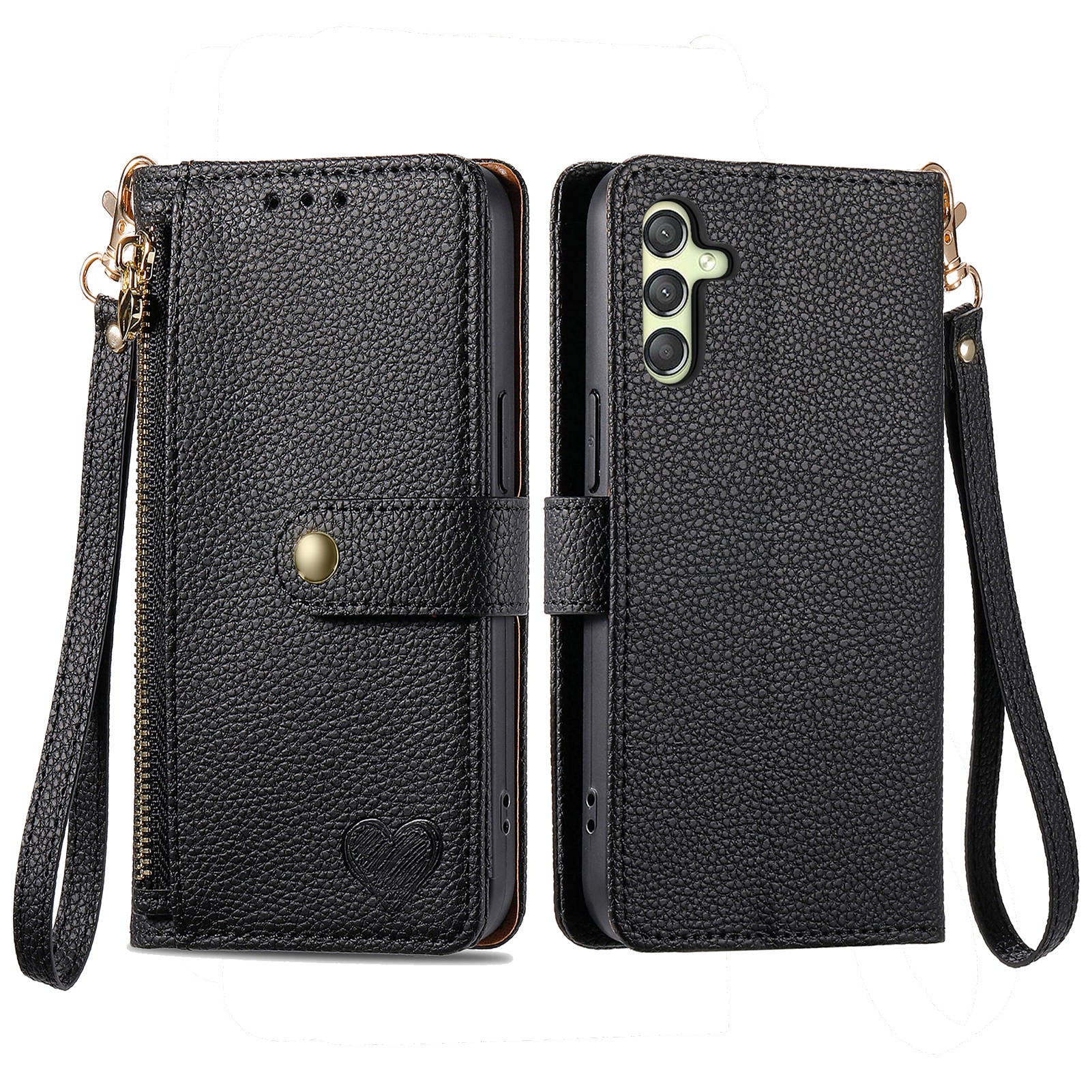 For Samsung Galaxy A24 4G (162.1 x 77.6 x 8.3mm) Leather Case RFID Blocking Zipper Wallet Phone Shell
