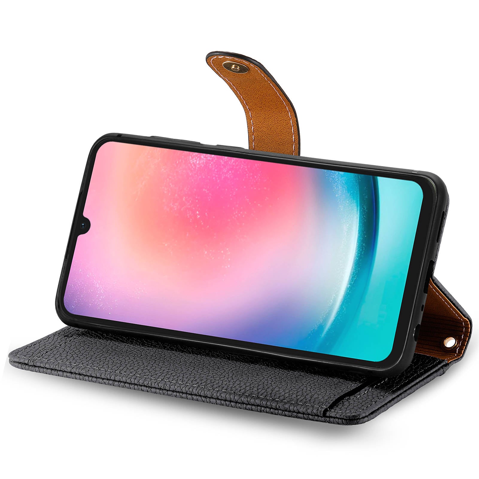 For Samsung Galaxy A24 4G (162.1 x 77.6 x 8.3mm) Leather Case RFID Blocking Zipper Wallet Phone Shell