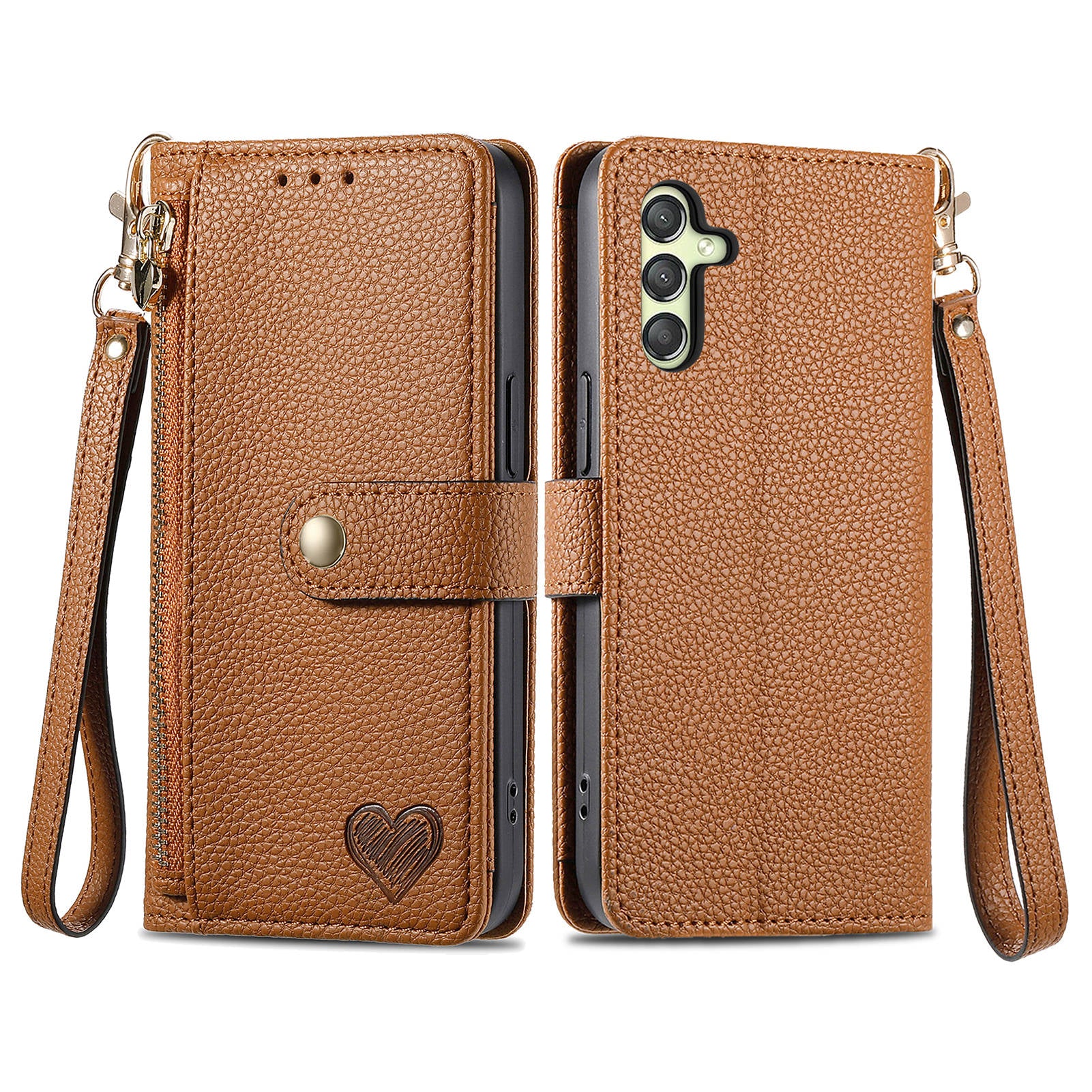 For Samsung Galaxy A24 4G (162.1 x 77.6 x 8.3mm) Leather Case RFID Blocking Zipper Wallet Phone Shell