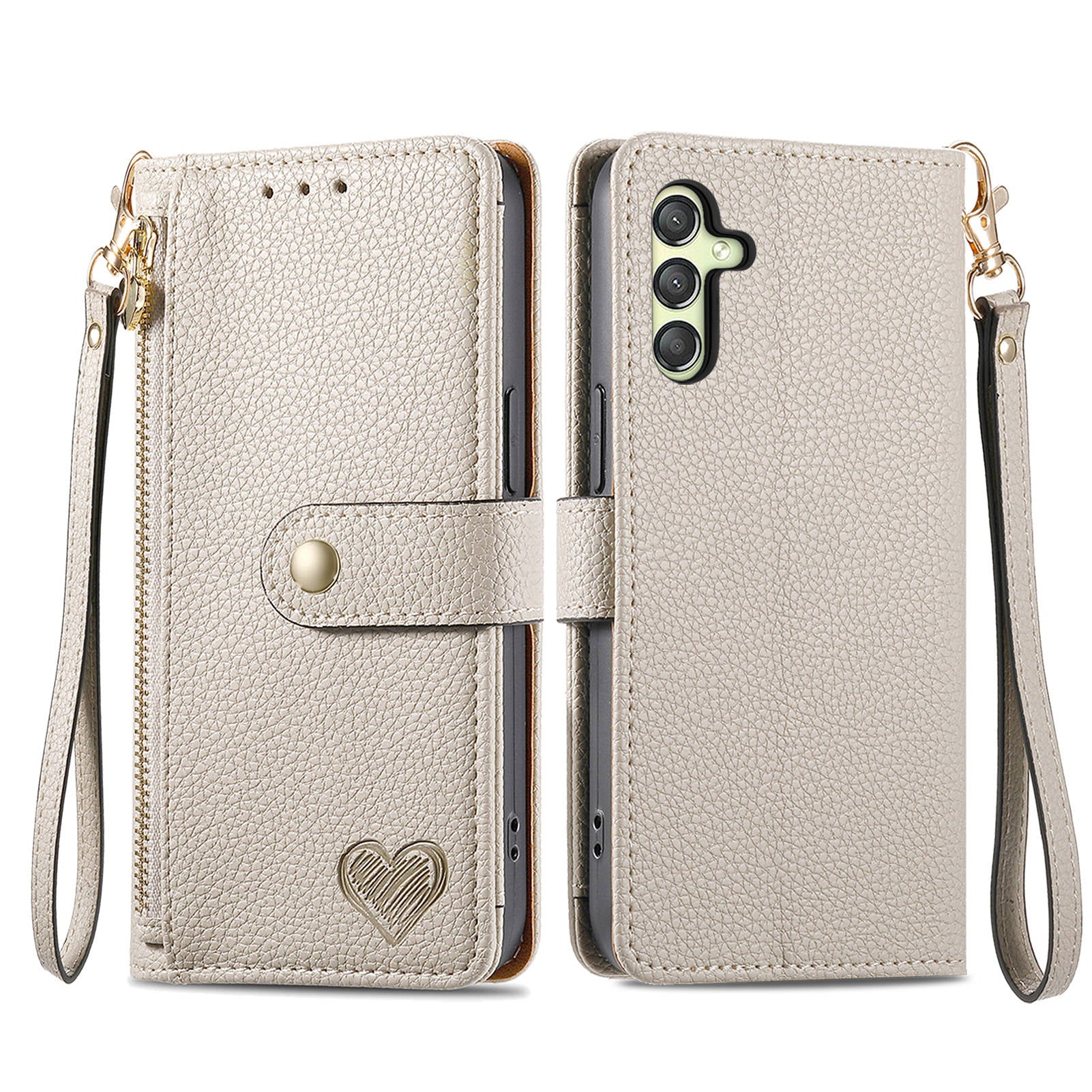 For Samsung Galaxy A24 4G (162.1 x 77.6 x 8.3mm) Leather Case RFID Blocking Zipper Wallet Phone Shell