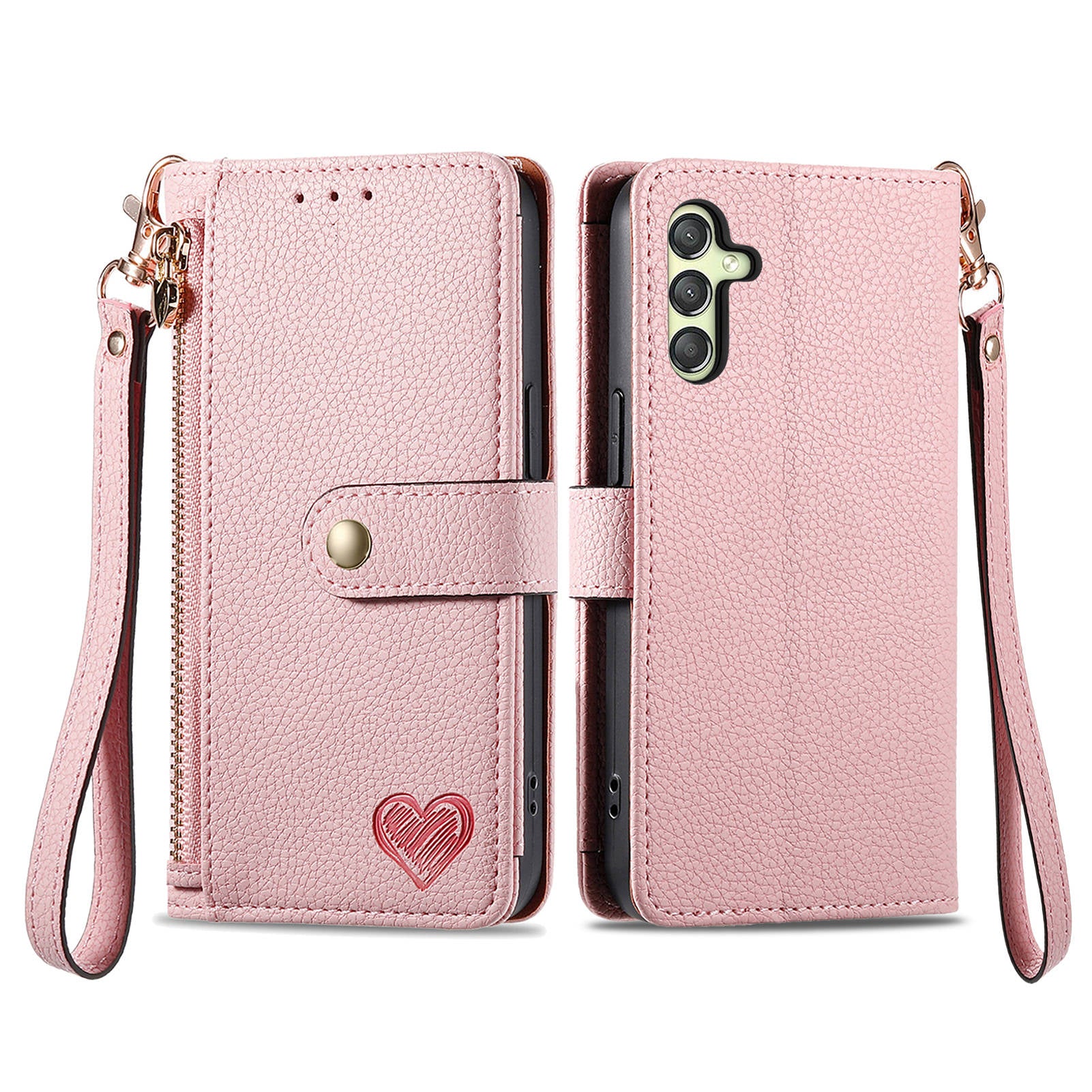 For Samsung Galaxy A24 4G (162.1 x 77.6 x 8.3mm) Leather Case RFID Blocking Zipper Wallet Phone Shell