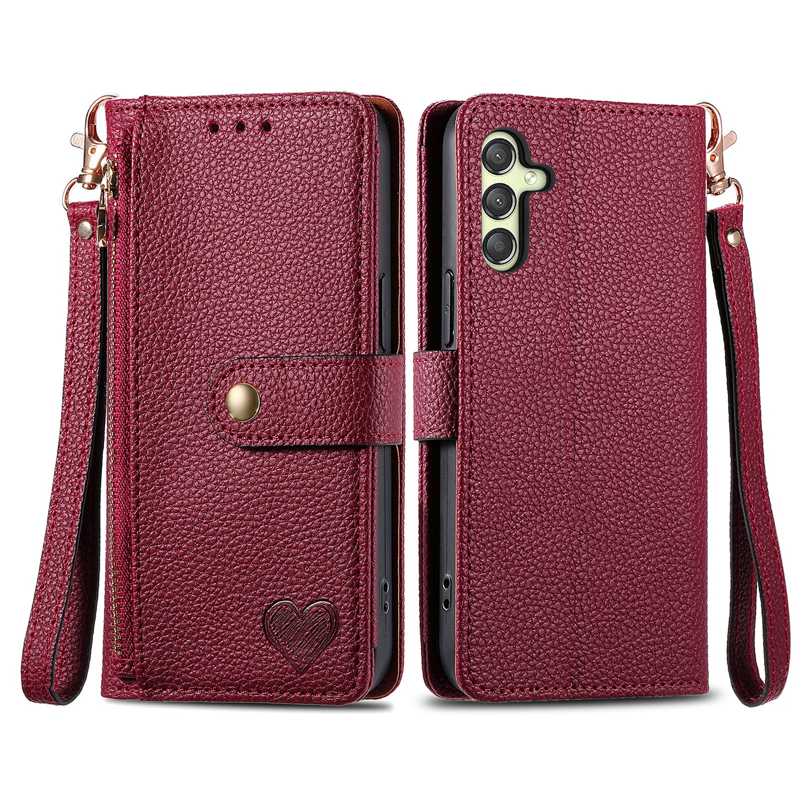 For Samsung Galaxy A24 4G (162.1 x 77.6 x 8.3mm) Leather Case RFID Blocking Zipper Wallet Phone Shell
