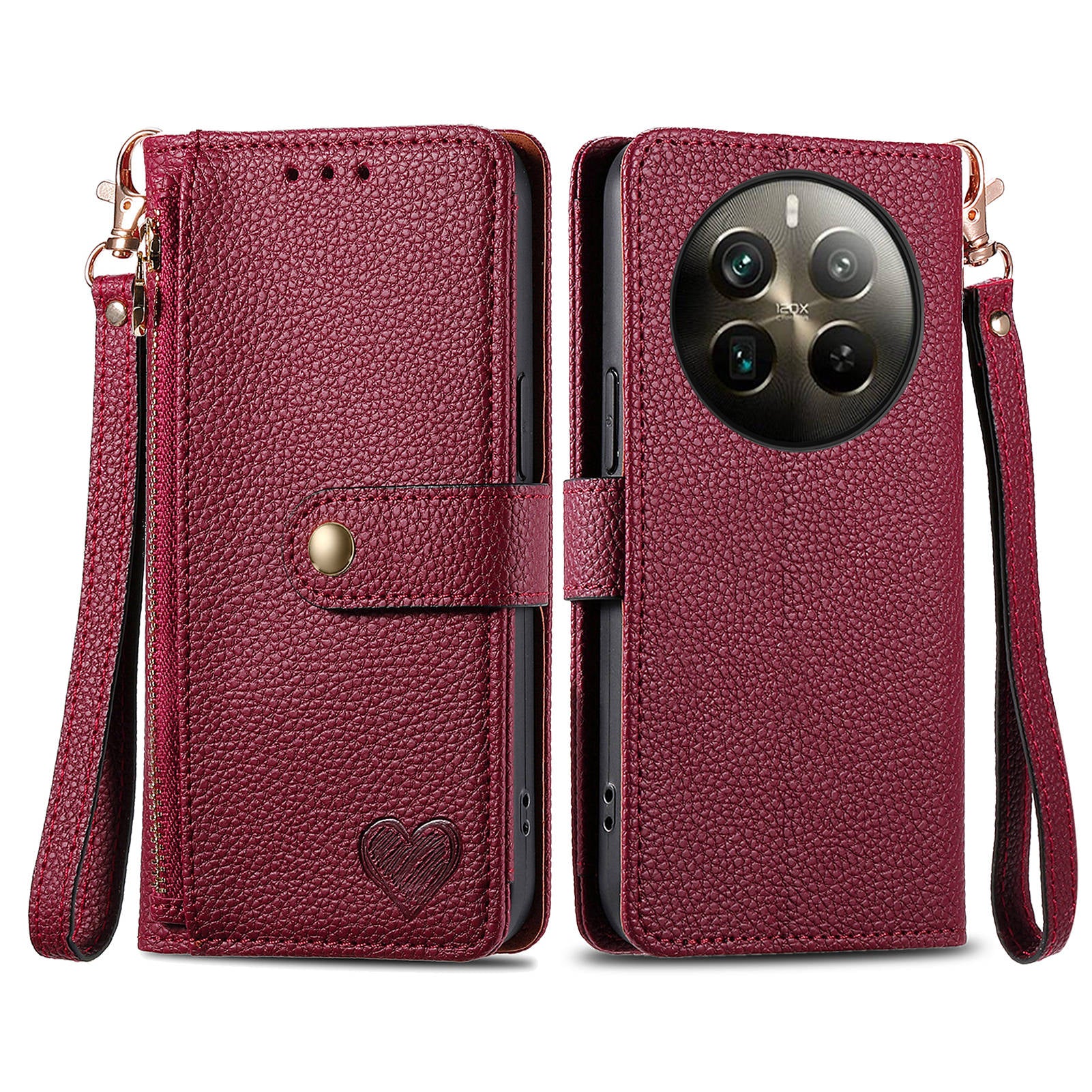For Realme 12 Pro+ 5G / 12 Pro 5G Case RFID Blocking PU Leather Zipper Pocket Phone Cover