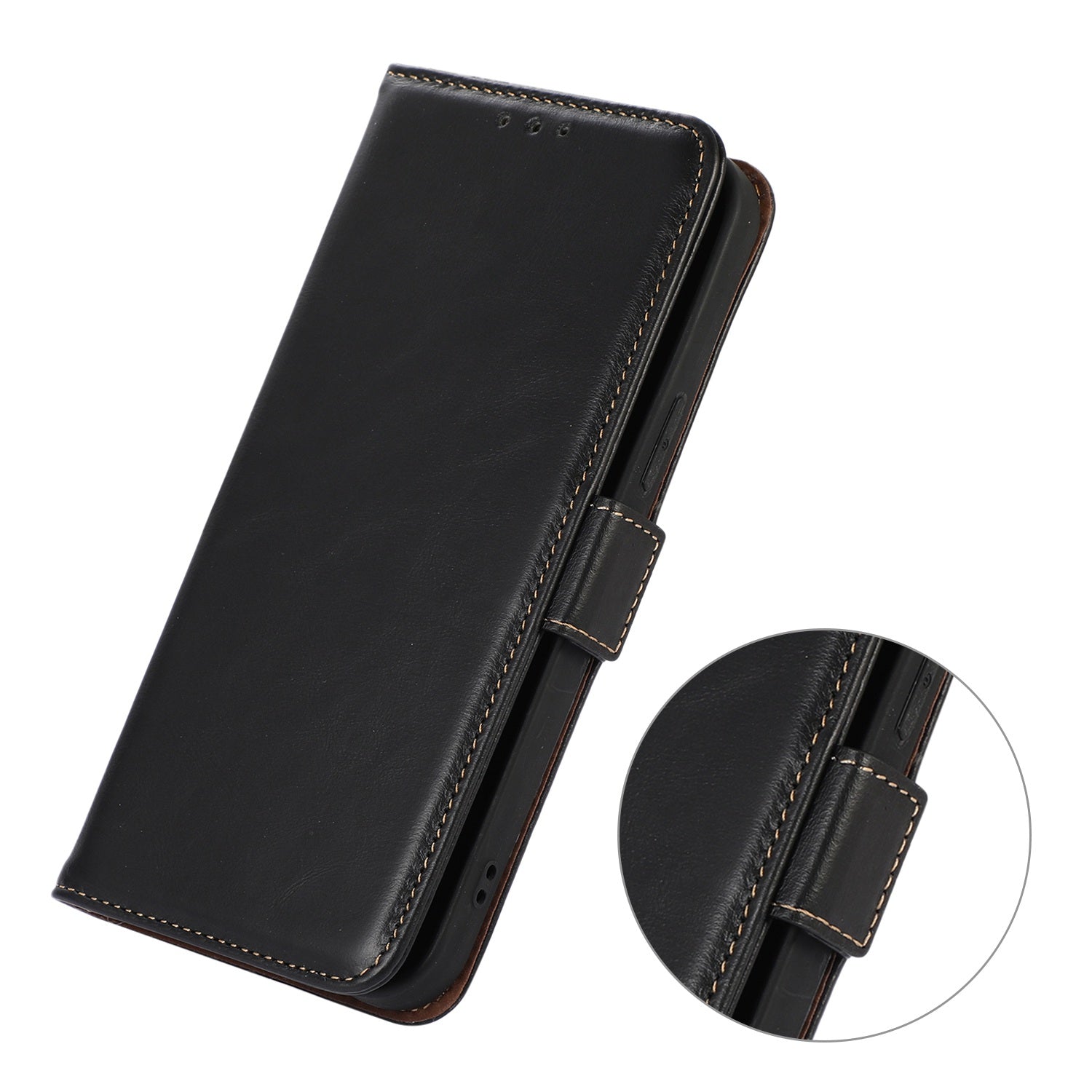For Google Pixel 9 Pro Case Genuine Cow Leather Crazy Horse Texture Phone Cover with RFID Blocking