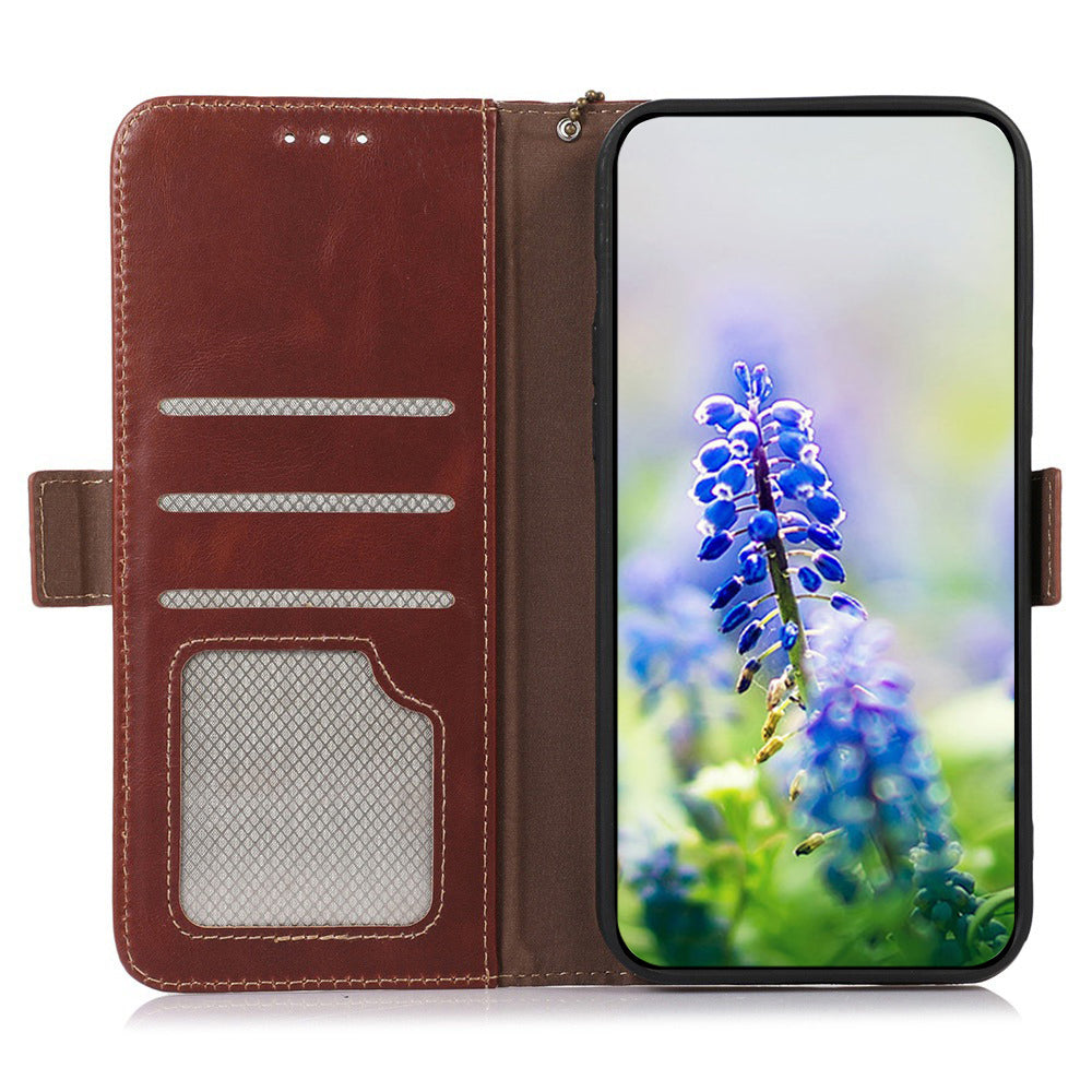 For Google Pixel 9 Wallet Case Crazy Horse Texture Genuine Cow Leather Phone Cover