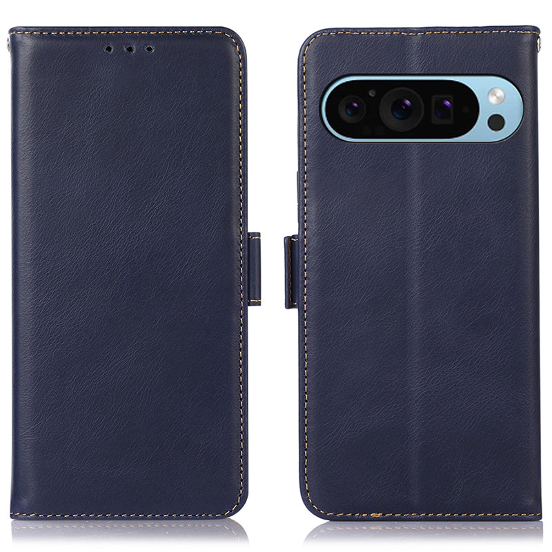 For Google Pixel 9 Wallet Case Crazy Horse Texture Genuine Cow Leather Phone Cover